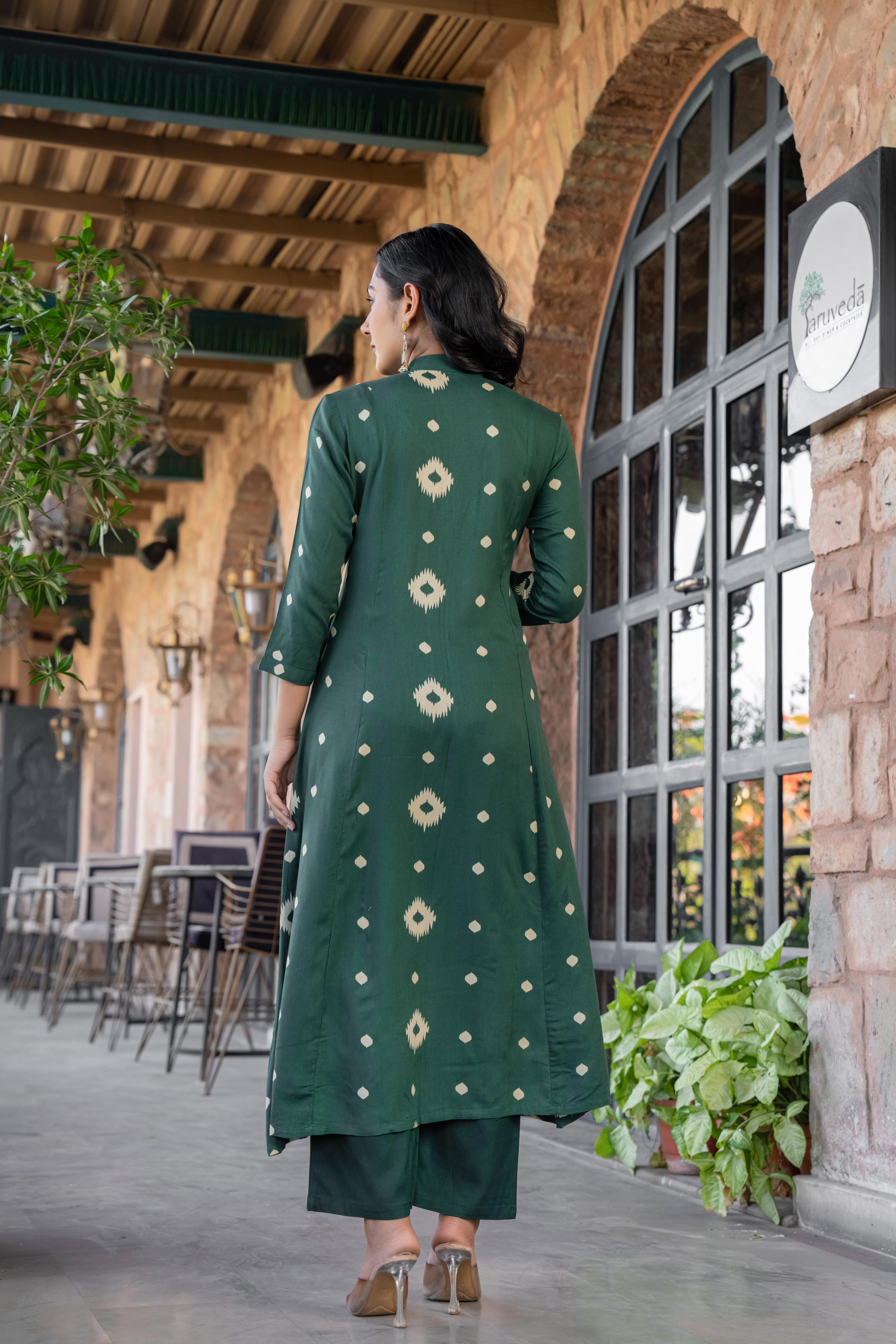 Ishmira Green :-  Women's Kurta Set with Dupatta | Adda Work Neck