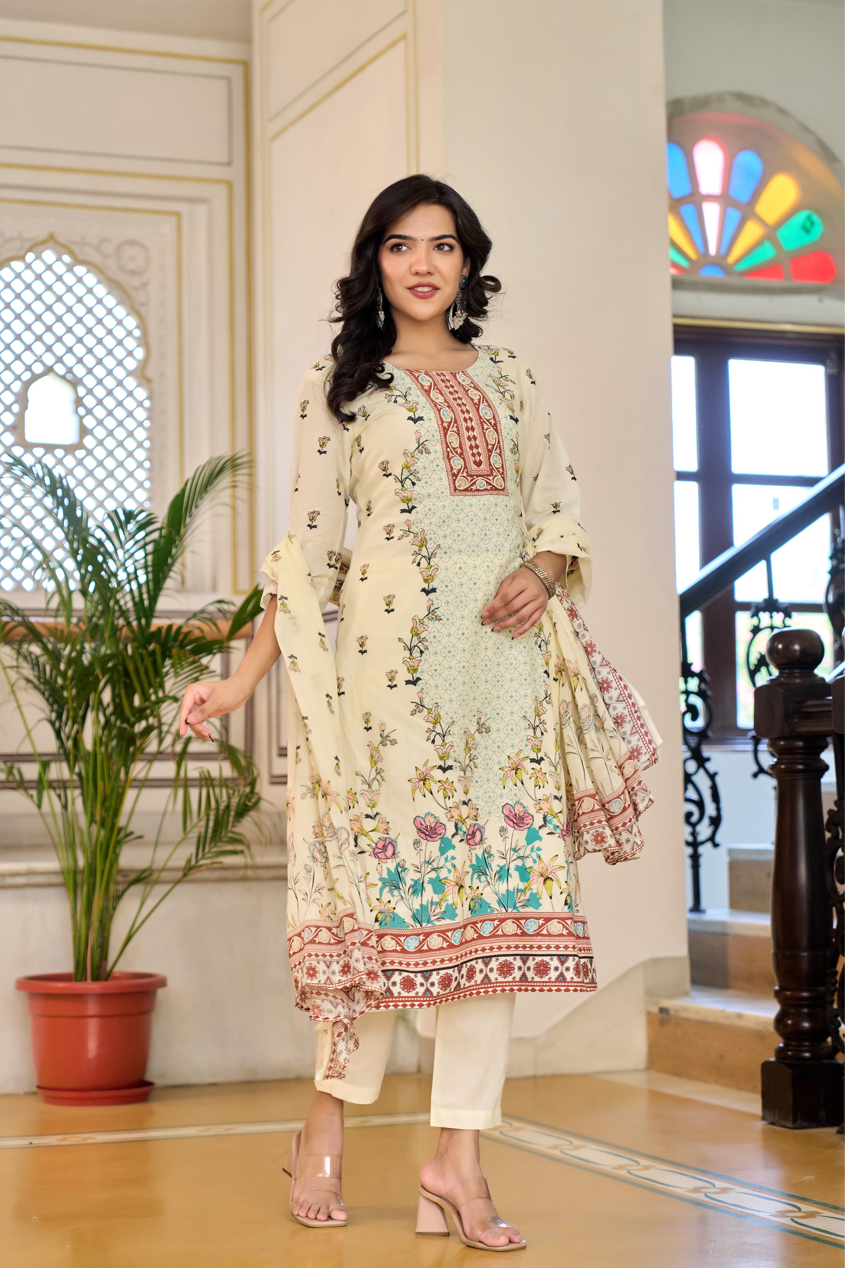 Ivory Blossom Floral Kurta Set