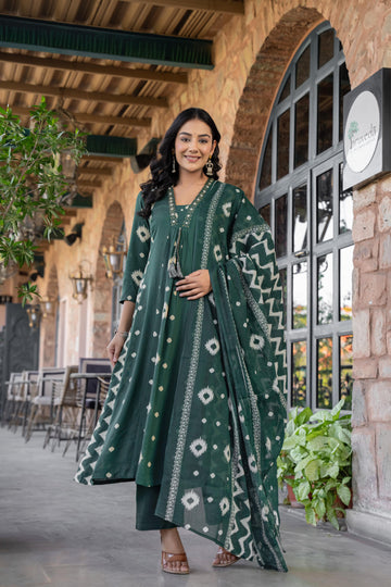 Ishmira Green :-  Women's Kurta Set with Dupatta | Adda Work Neck