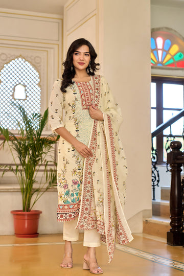 Ivory Blossom Floral Kurta Set