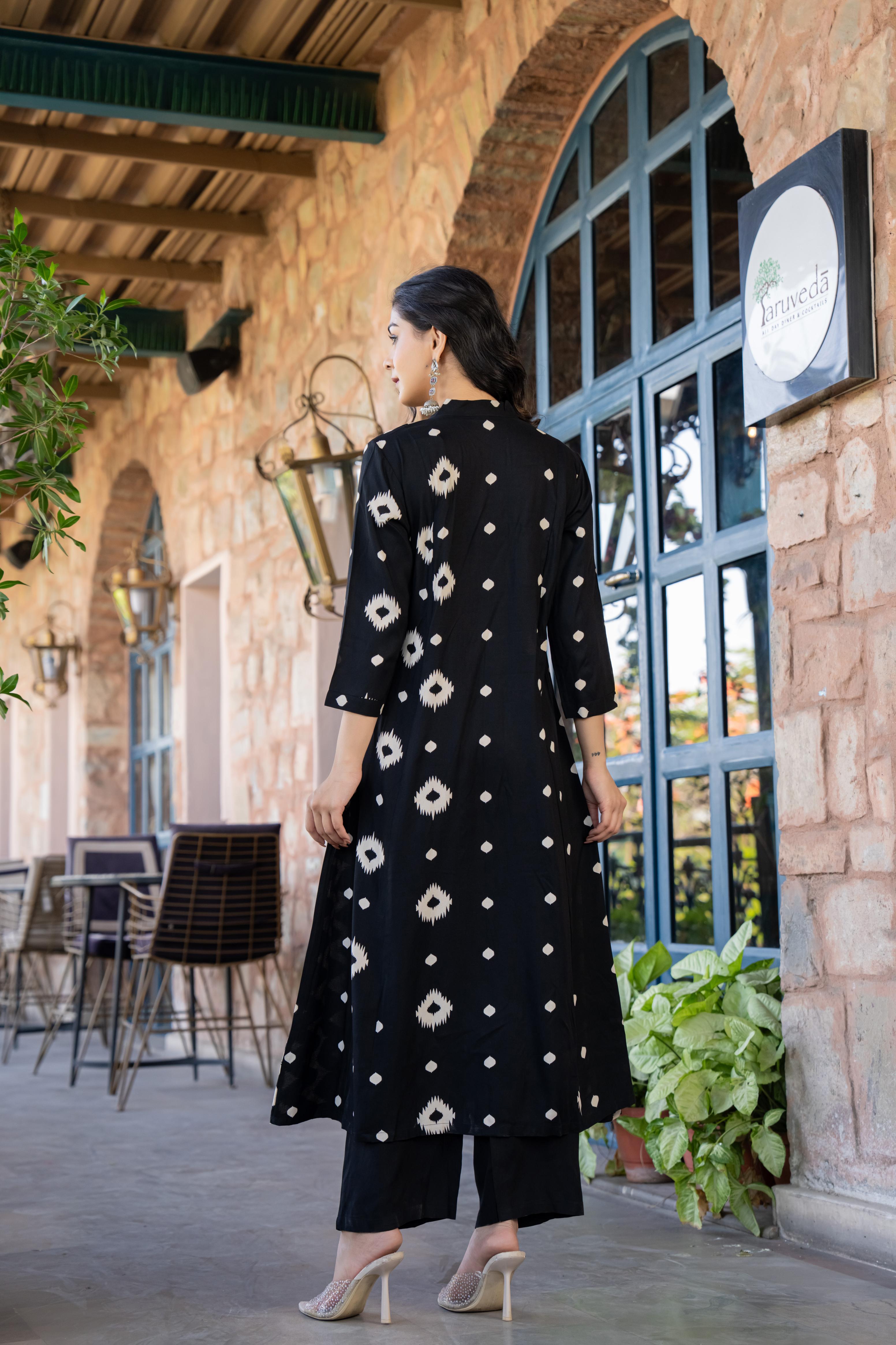 Ishmira Black:-  Women's Cotton Kurta Set with Dupatta | Adda Work Neck