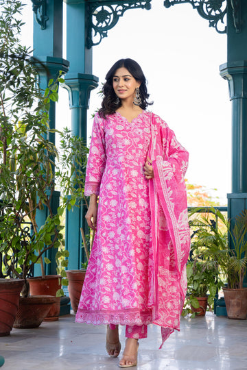 Vanyaa Pink Anarkali Kurta Set with Dupatta | Heavy Embroidery