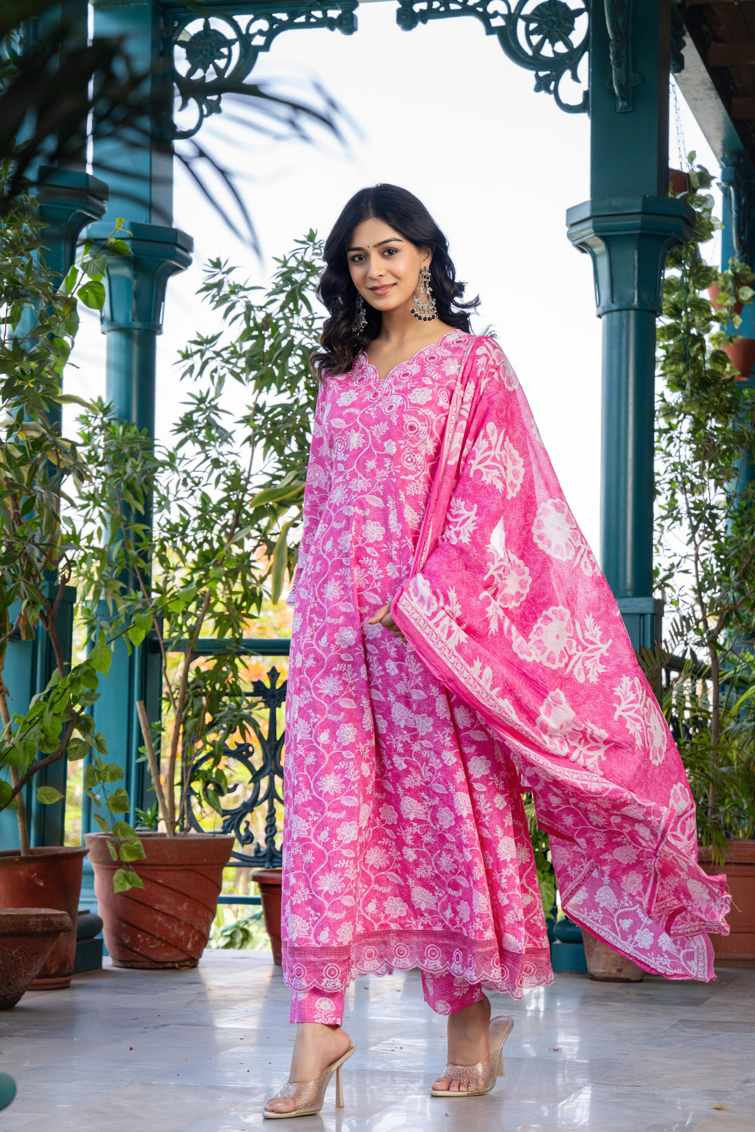 Vanyaa Pink Anarkali Kurta Set with Dupatta | Heavy Embroidery