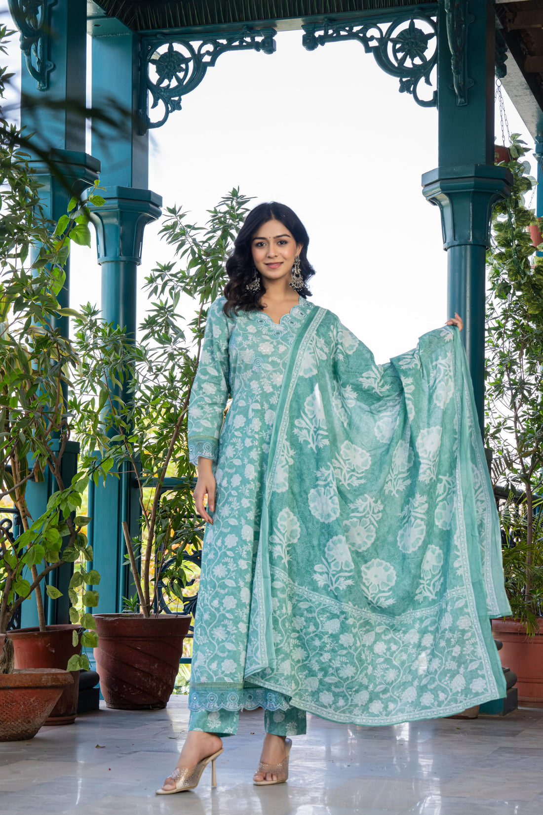 Vanyaa Green Anarkali Kurta Set with Dupatta | Heavy Embroidery