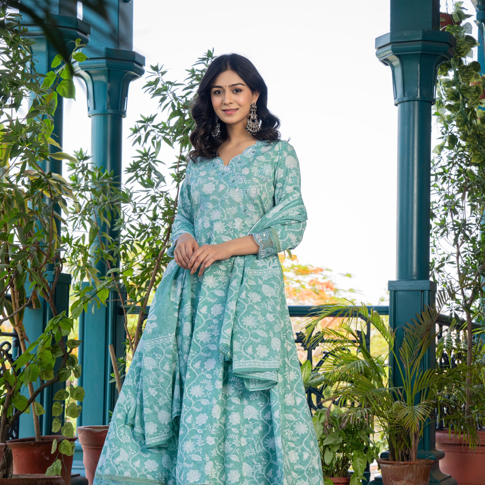 Vanyaa Green Anarkali Kurta Set with Dupatta | Heavy Embroidery