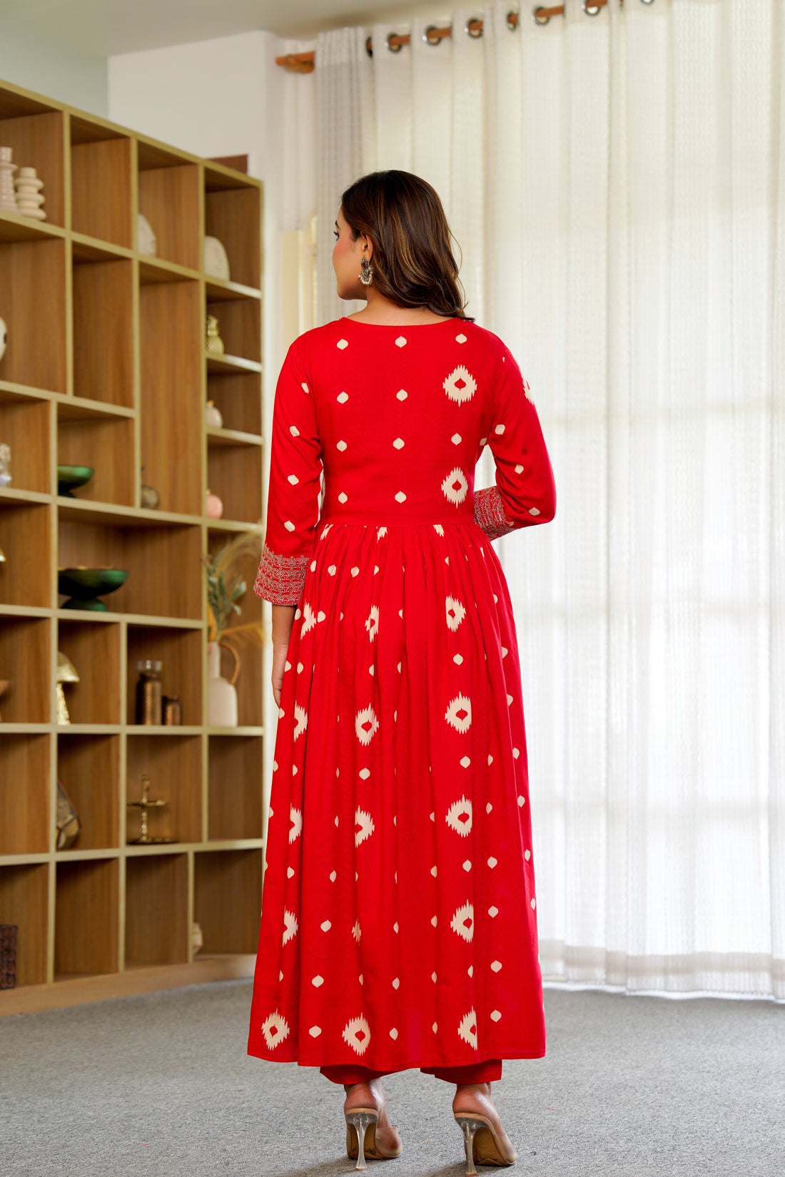 Radiant Red Anarkali with Dupatta – Ethnic Elegance