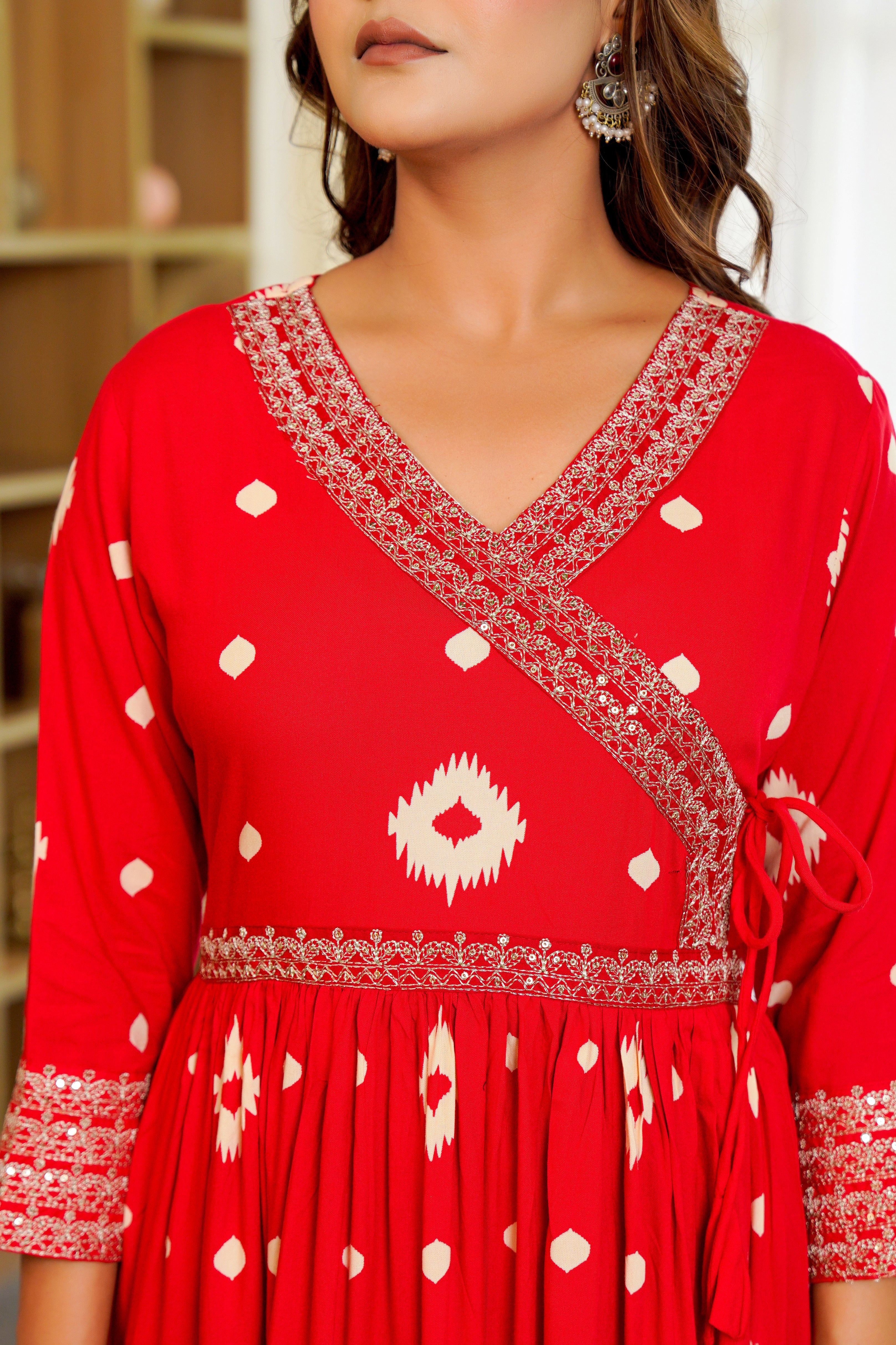 Radiant Red Anarkali with Dupatta – Ethnic Elegance