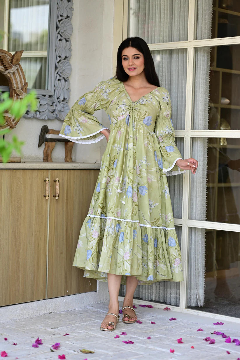 Olive Bloom Boho Dress