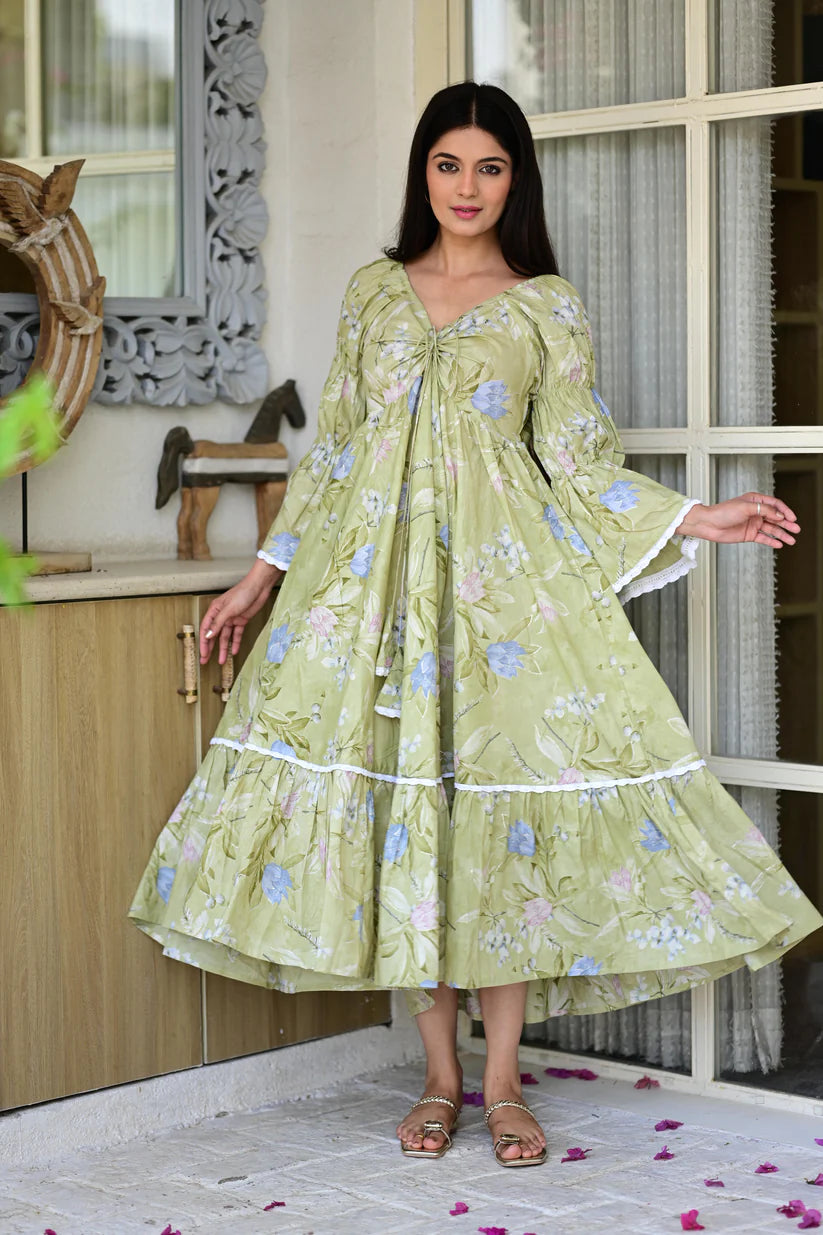 Olive Bloom Boho Dress