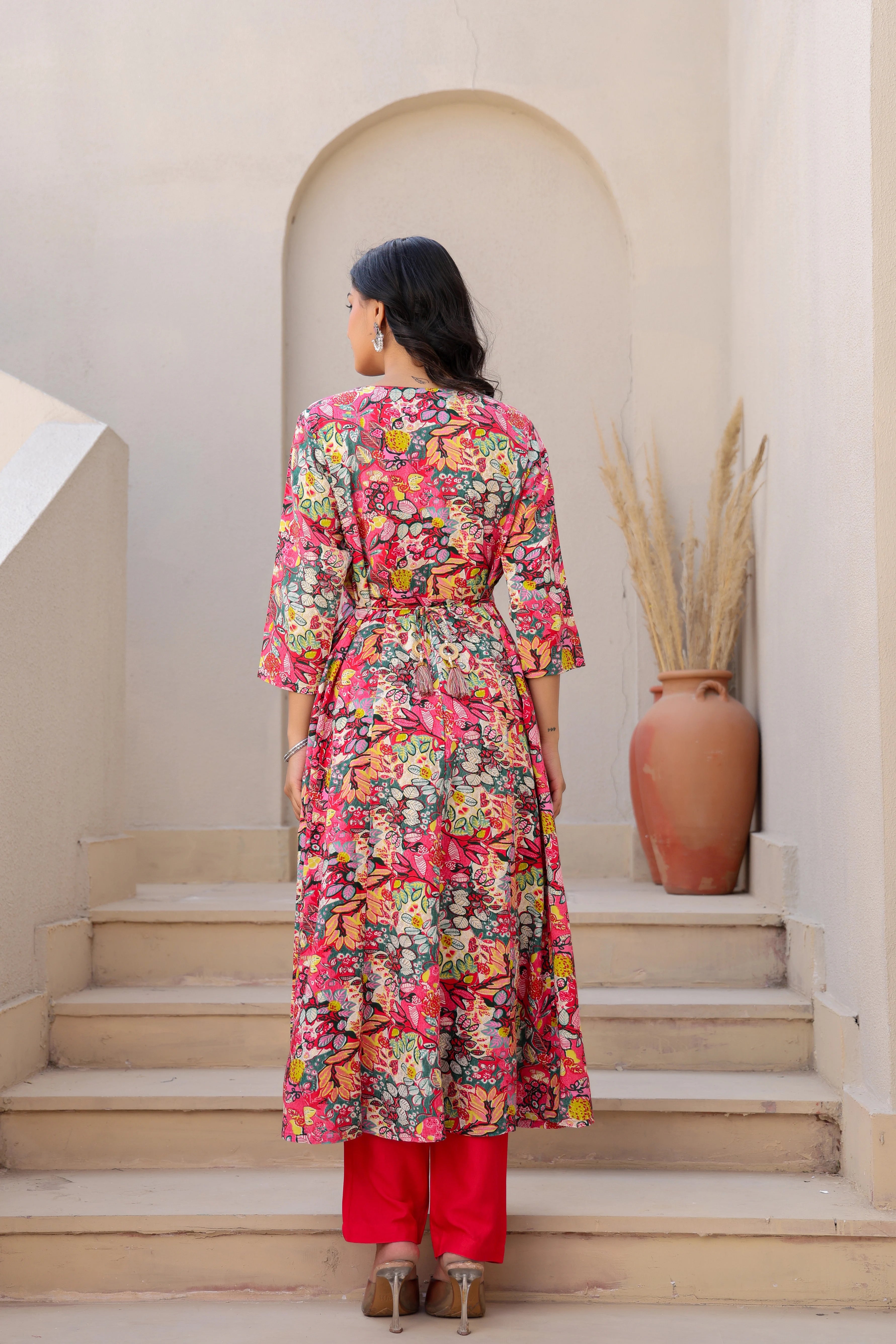 Multicolour Heavy Embroided Kurta Set with Dupatta