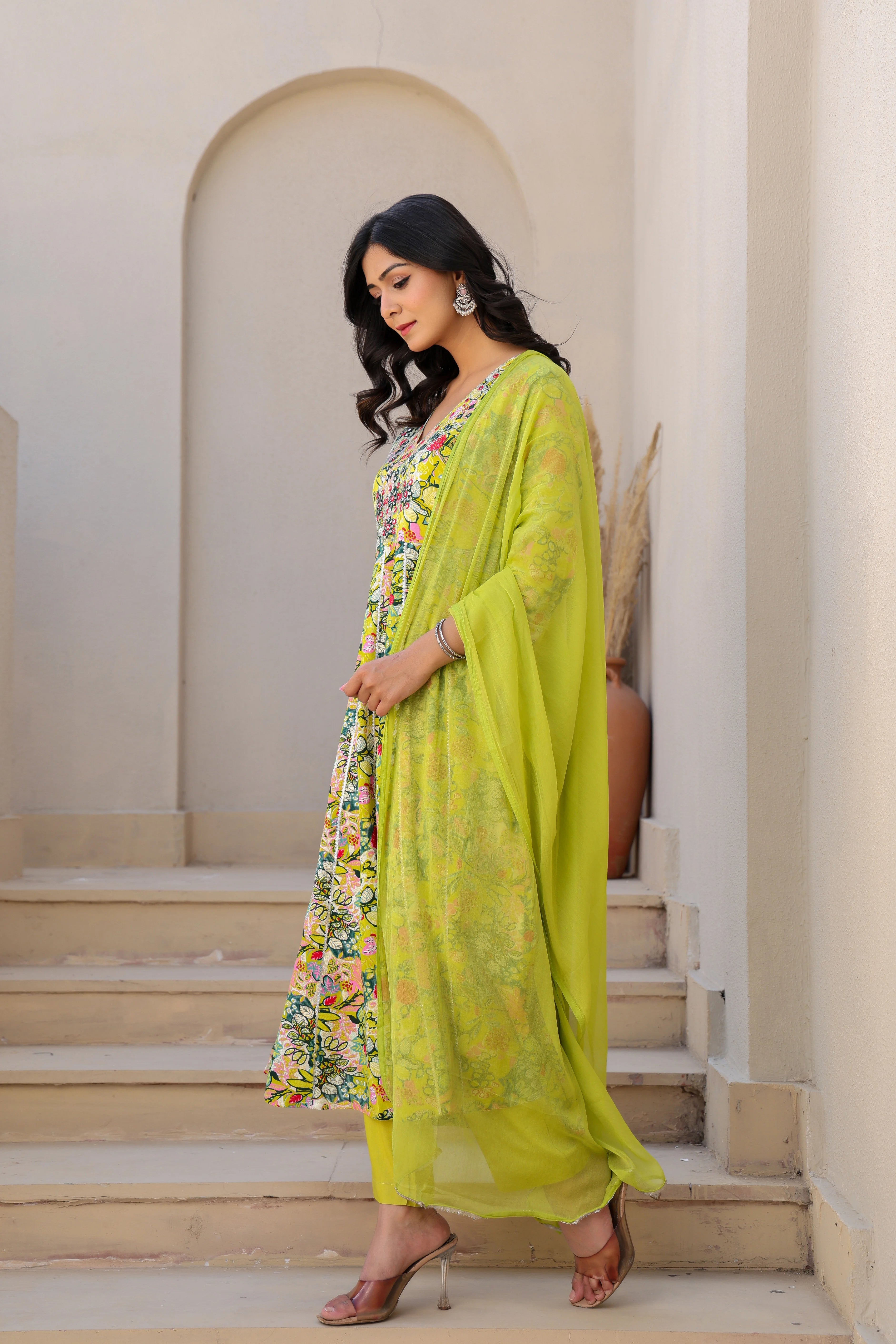Yellow Multicolour Kurta Set with Dupatta