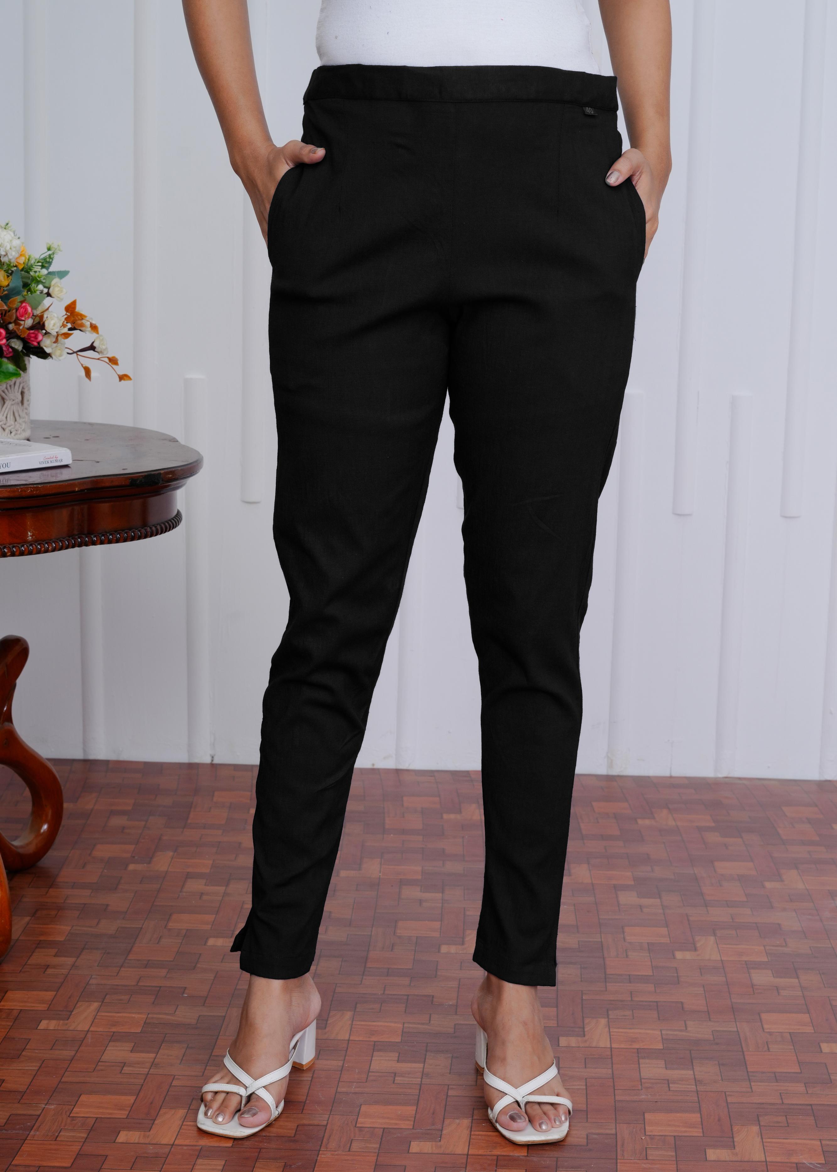 Women’s Slim Fit Black Trousers | Office Wear & Casual Pants