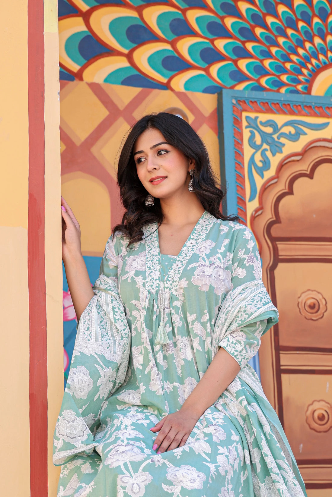 Beautiful Green  Grace Anarkali Kurti Set