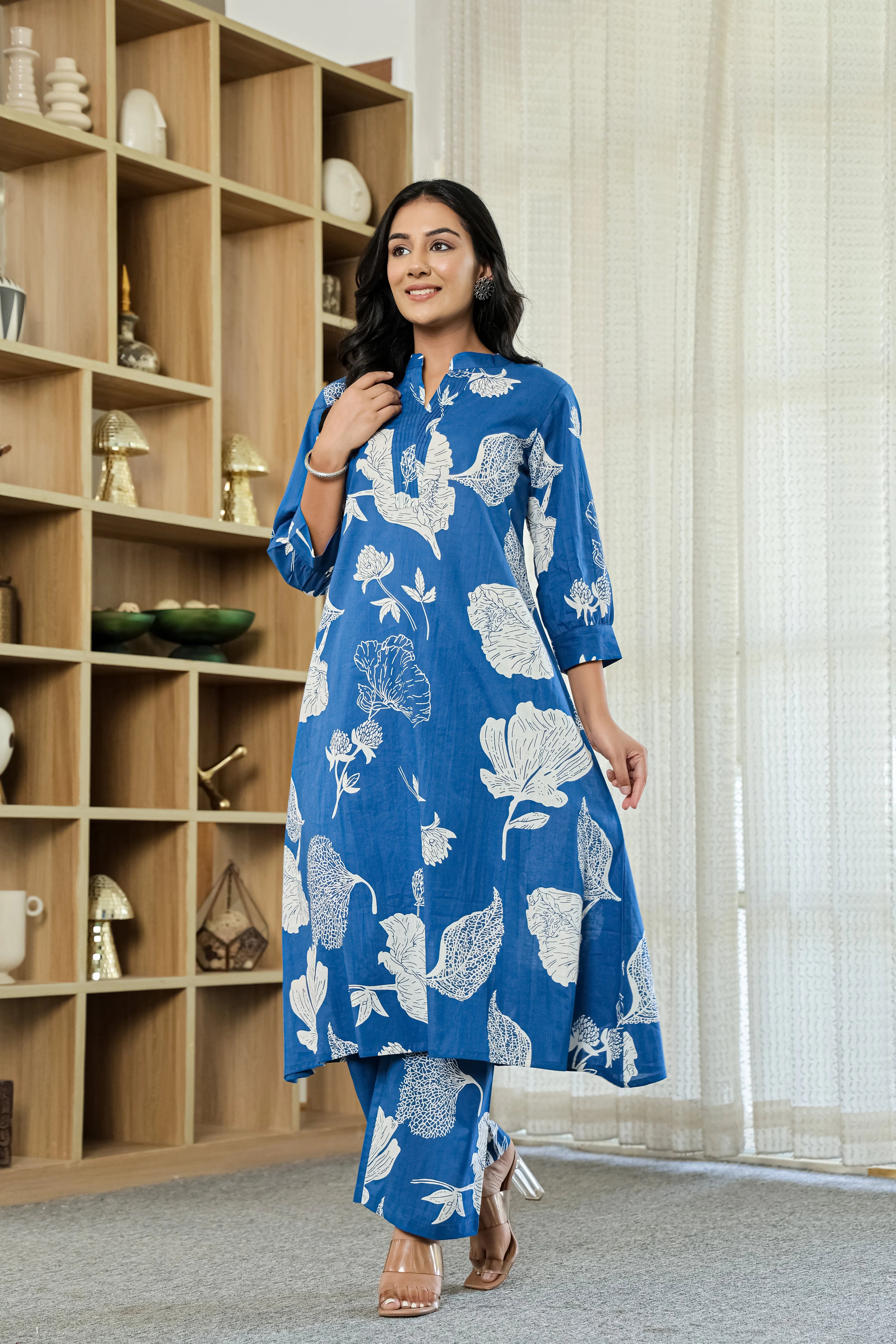 Blue Floral Pure Cotton CO-Ord Set