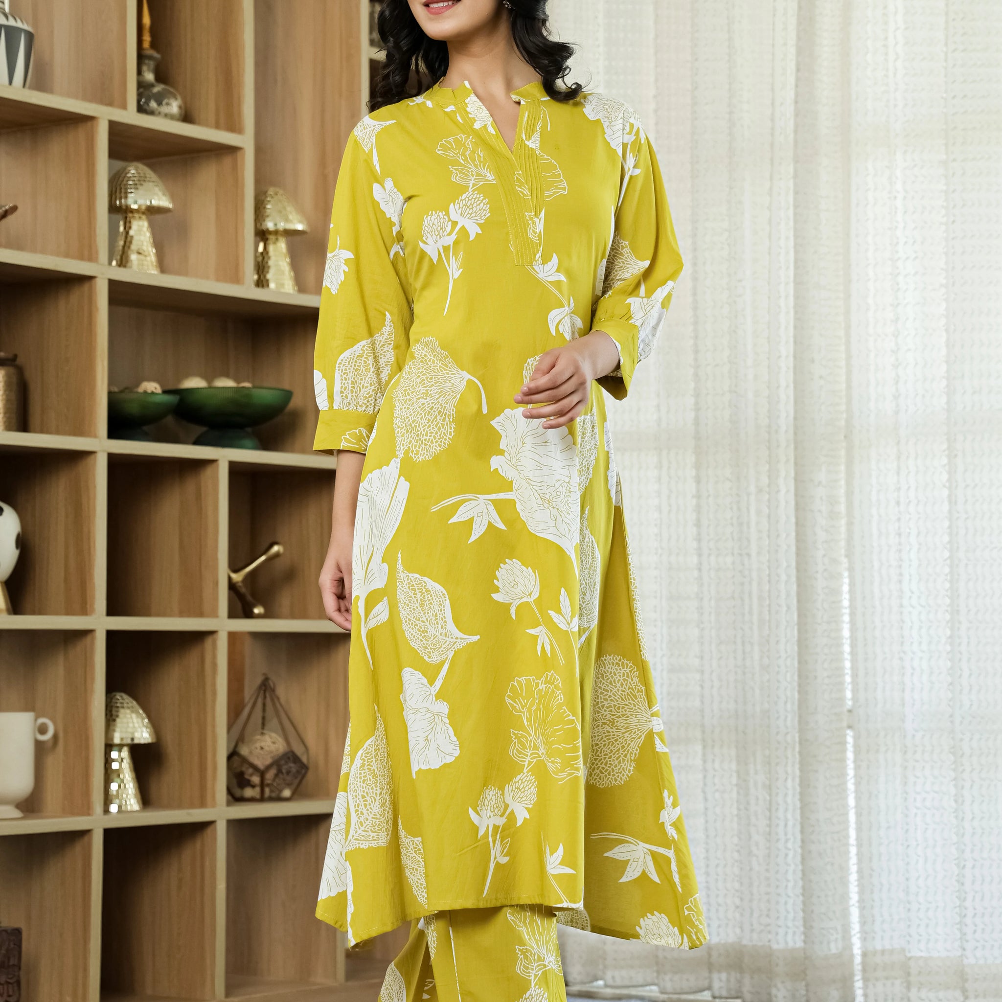 Yellow Floral Pure Cotton CO-Ord Set