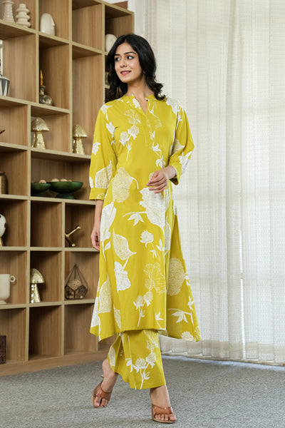 Yellow Floral Pure Cotton CO-Ord Set