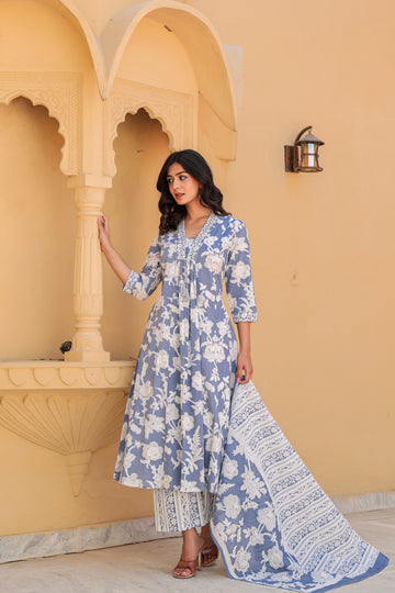 Blue Grace Anarkali Kurti Set