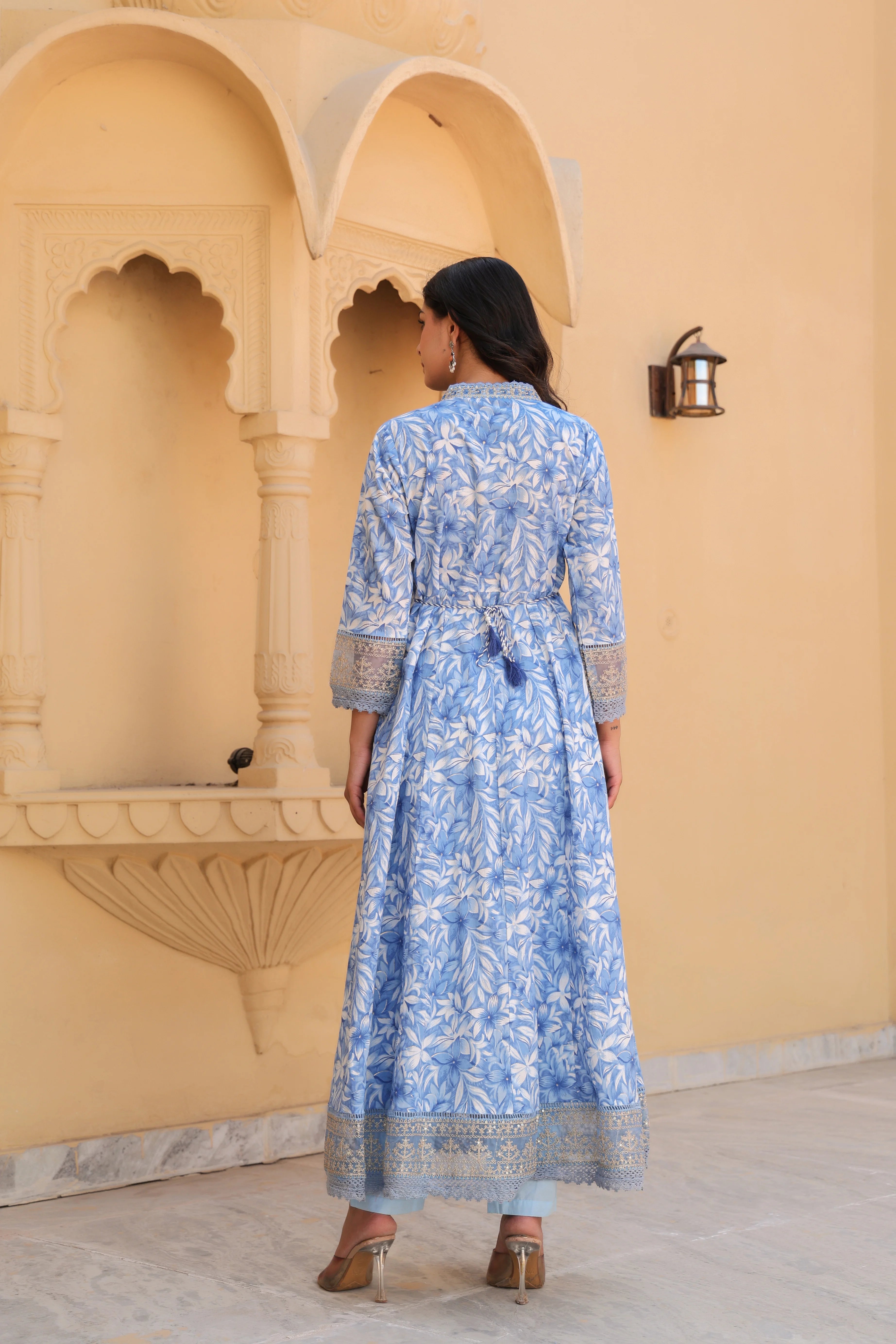 Blue Blossom Grace Anarkali Kurti Set