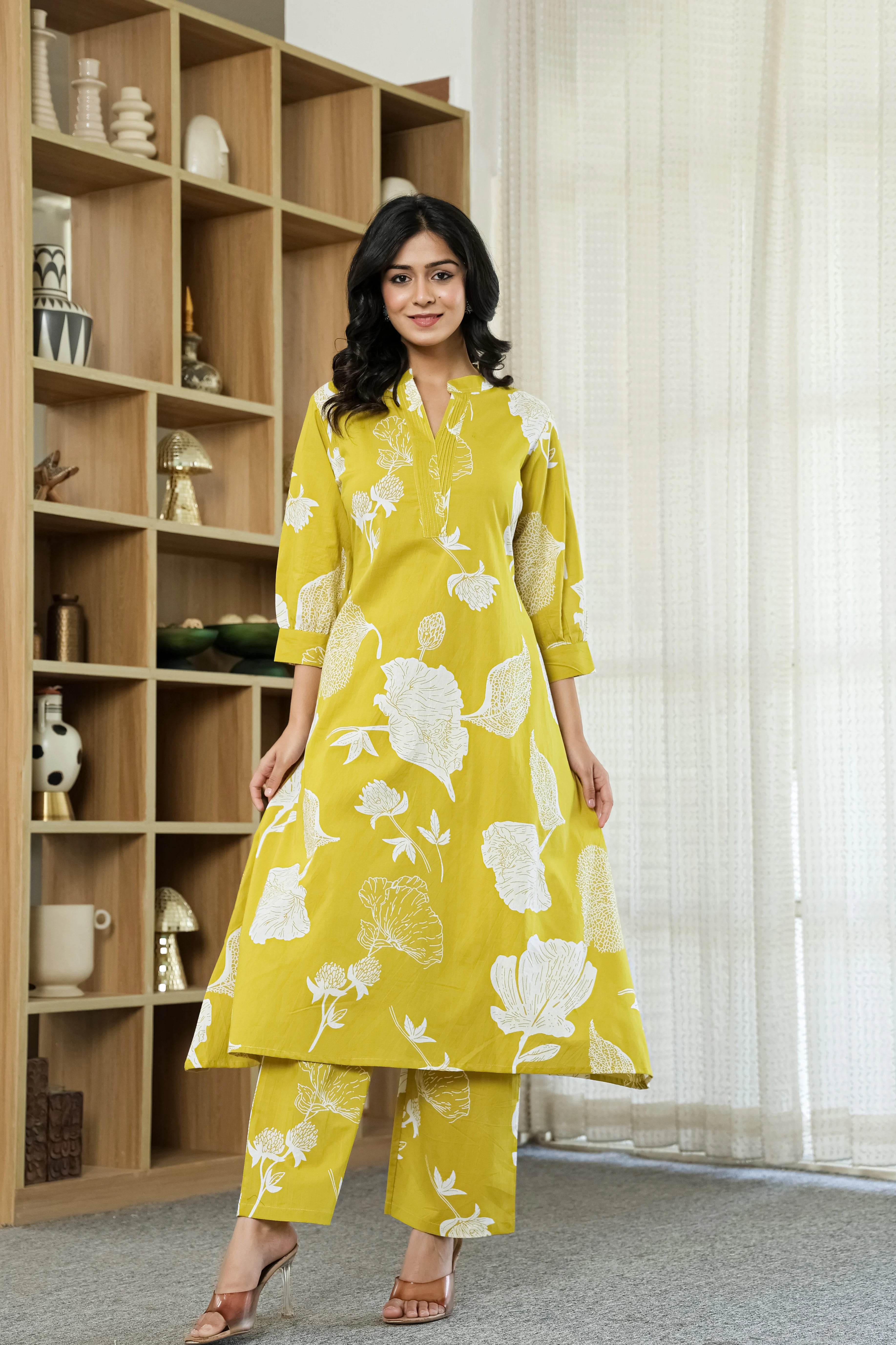 Yellow Floral Pure Cotton CO-Ord Set