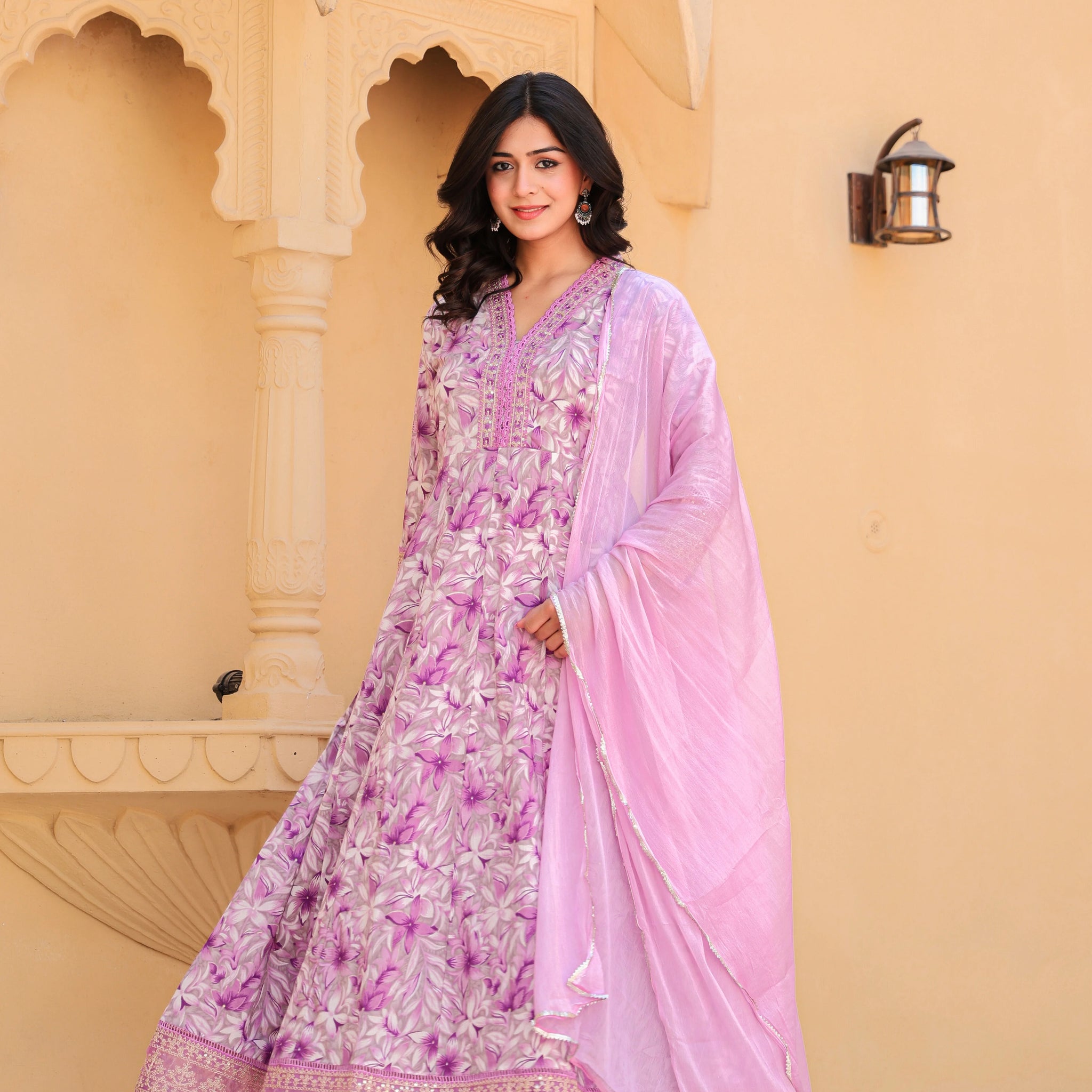 Purple Blossom Grace Anarkali Kurti Set