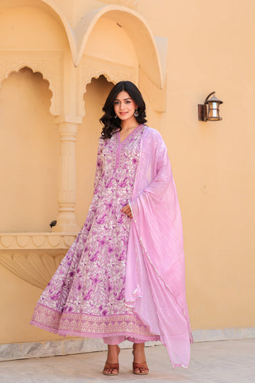 Purple Blossom Grace Anarkali Kurti Set