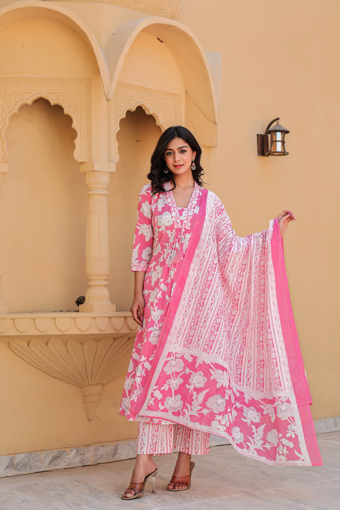 Pink Beautiful Embroidery Kurti Set
