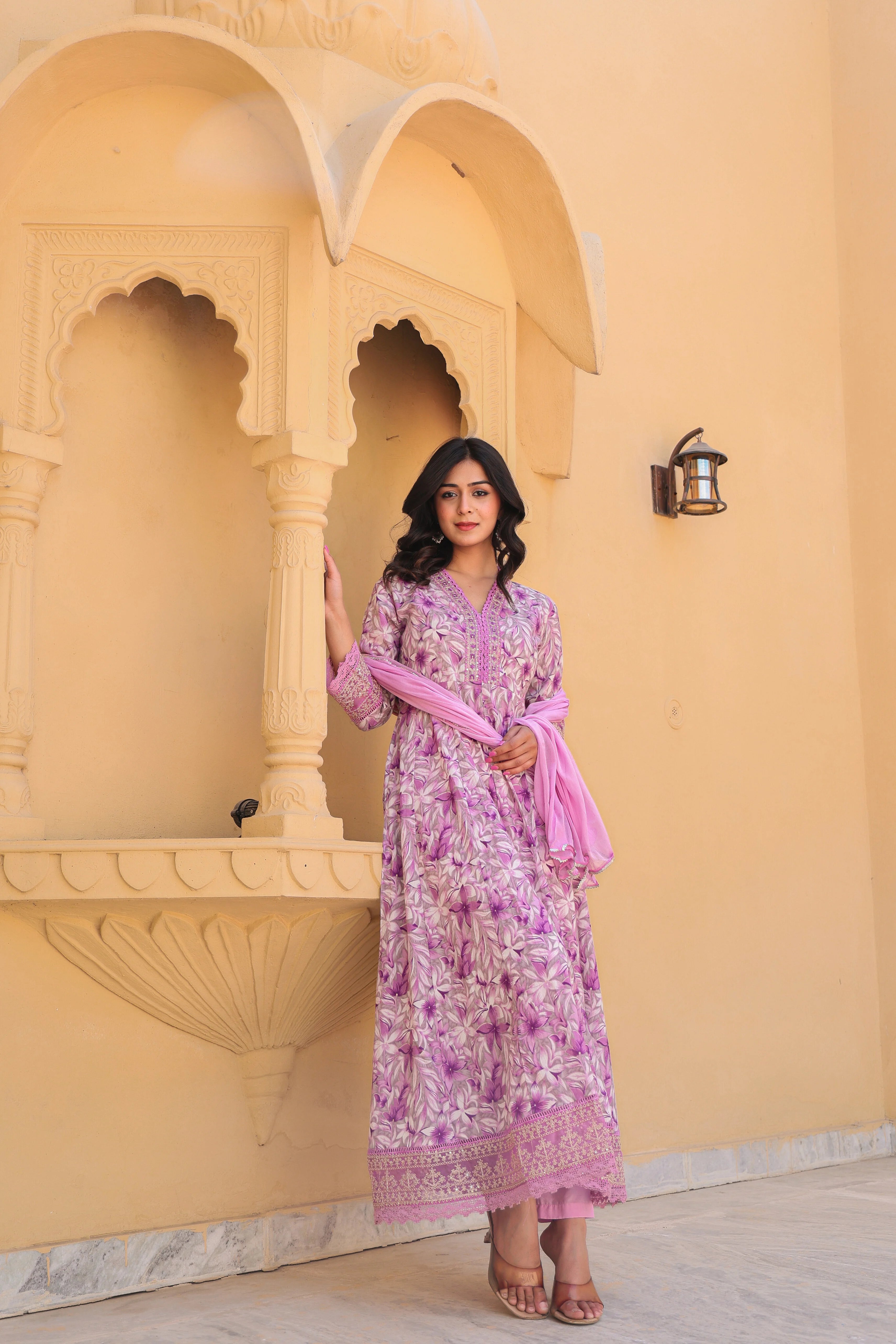 Purple Blossom Grace Anarkali Kurti Set