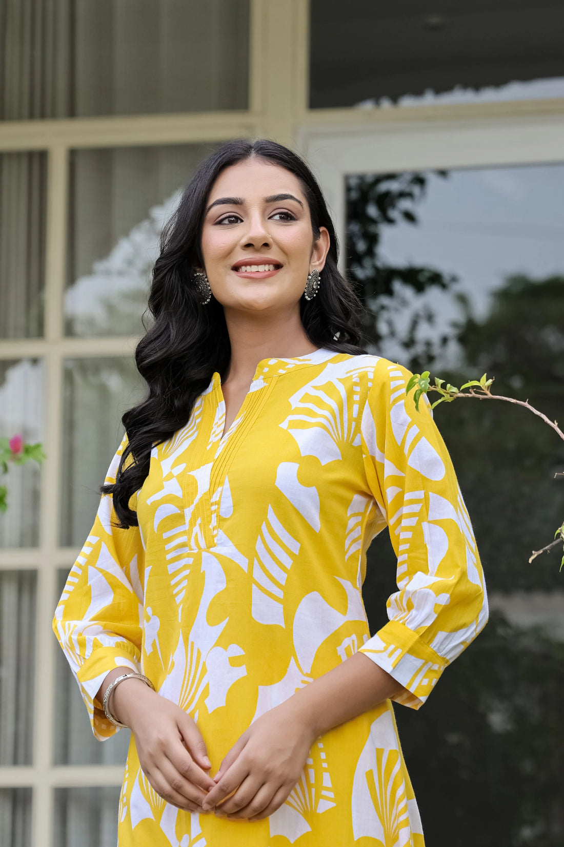 Yellow Abstract Print Co-ord Set