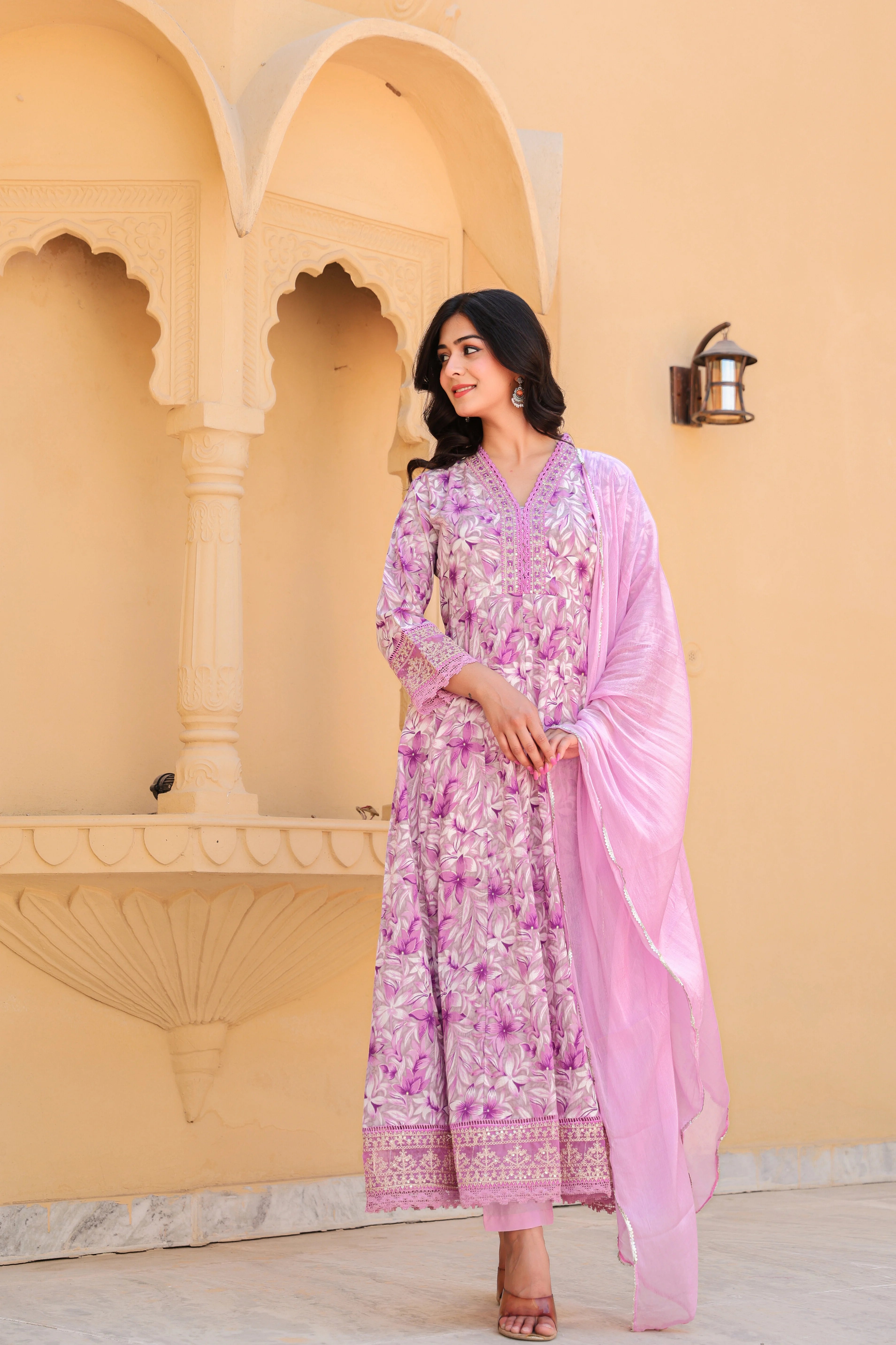 Purple Blossom Grace Anarkali Kurti Set