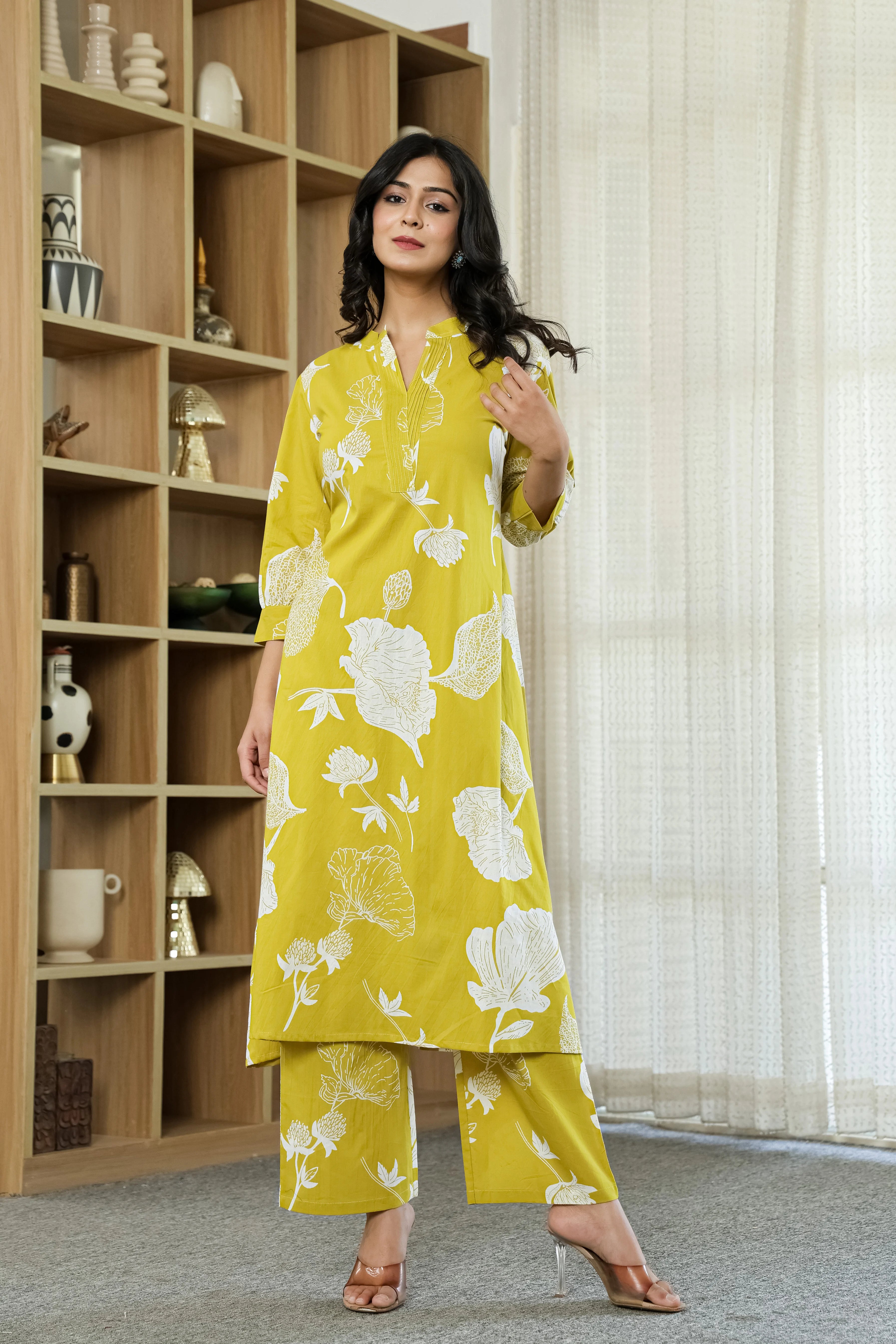 Yellow Floral Pure Cotton CO-Ord Set