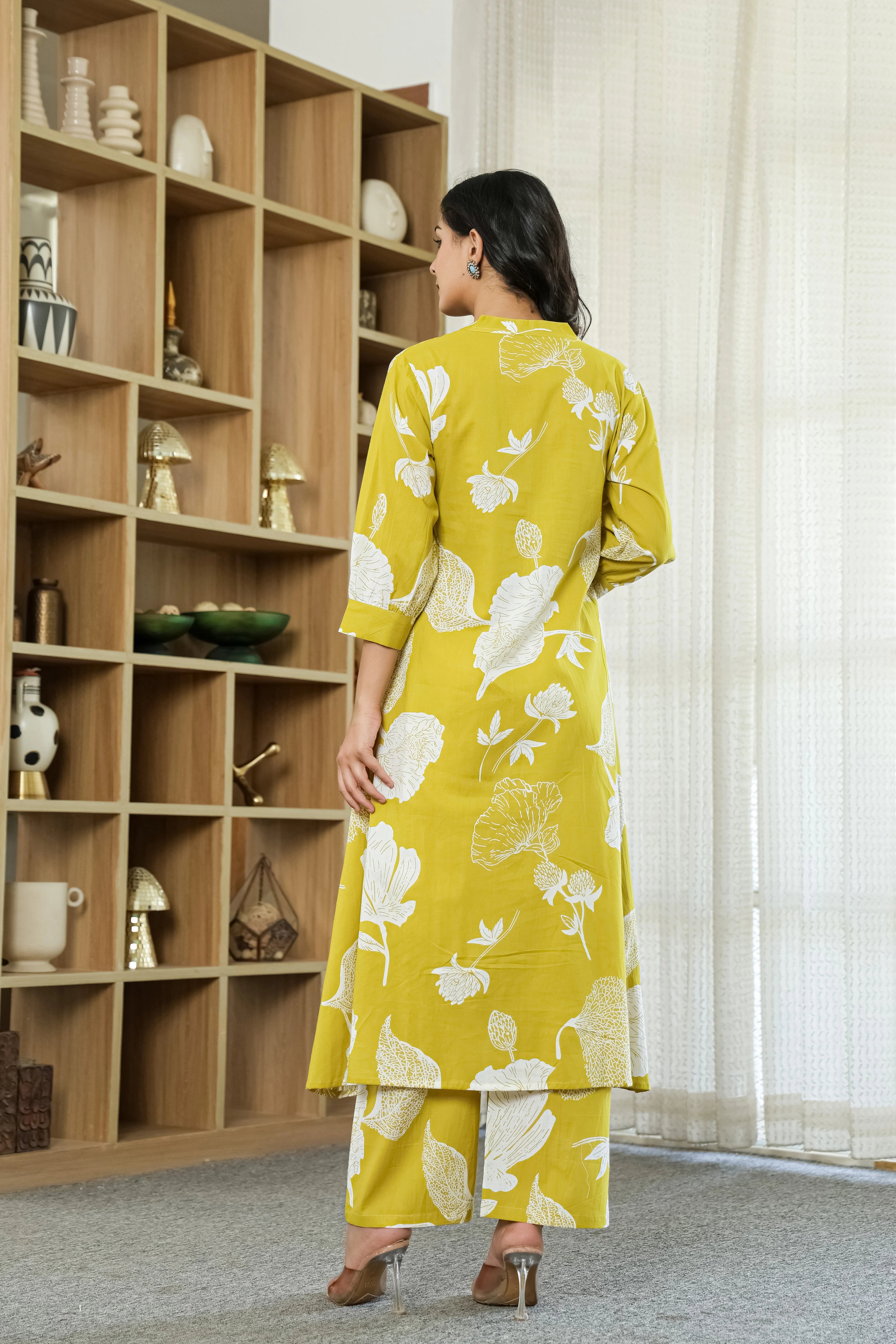 Yellow Floral Pure Cotton CO-Ord Set