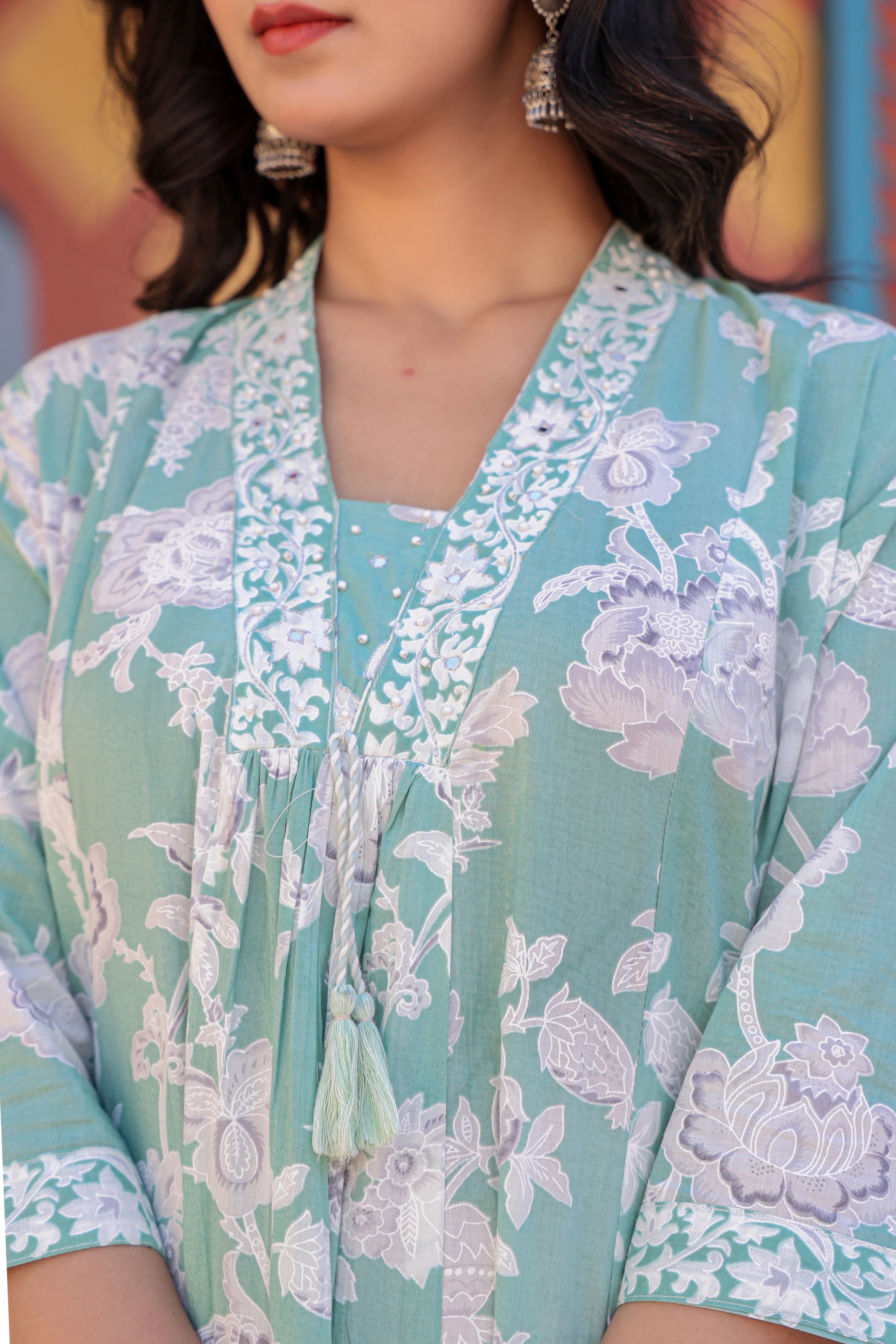 Beautiful Green  Grace Anarkali Kurti Set