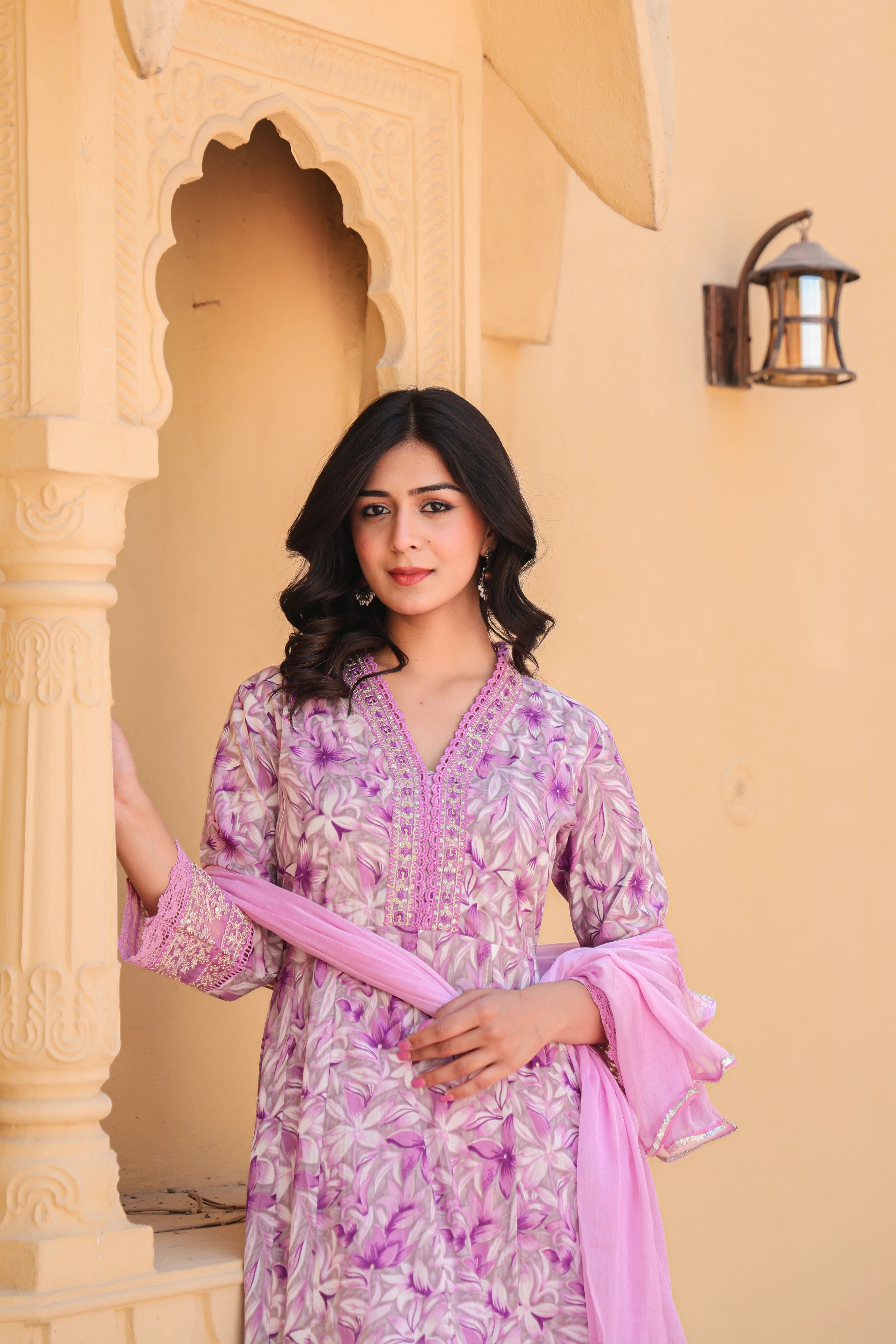 Purple Blossom Grace Anarkali Kurti Set