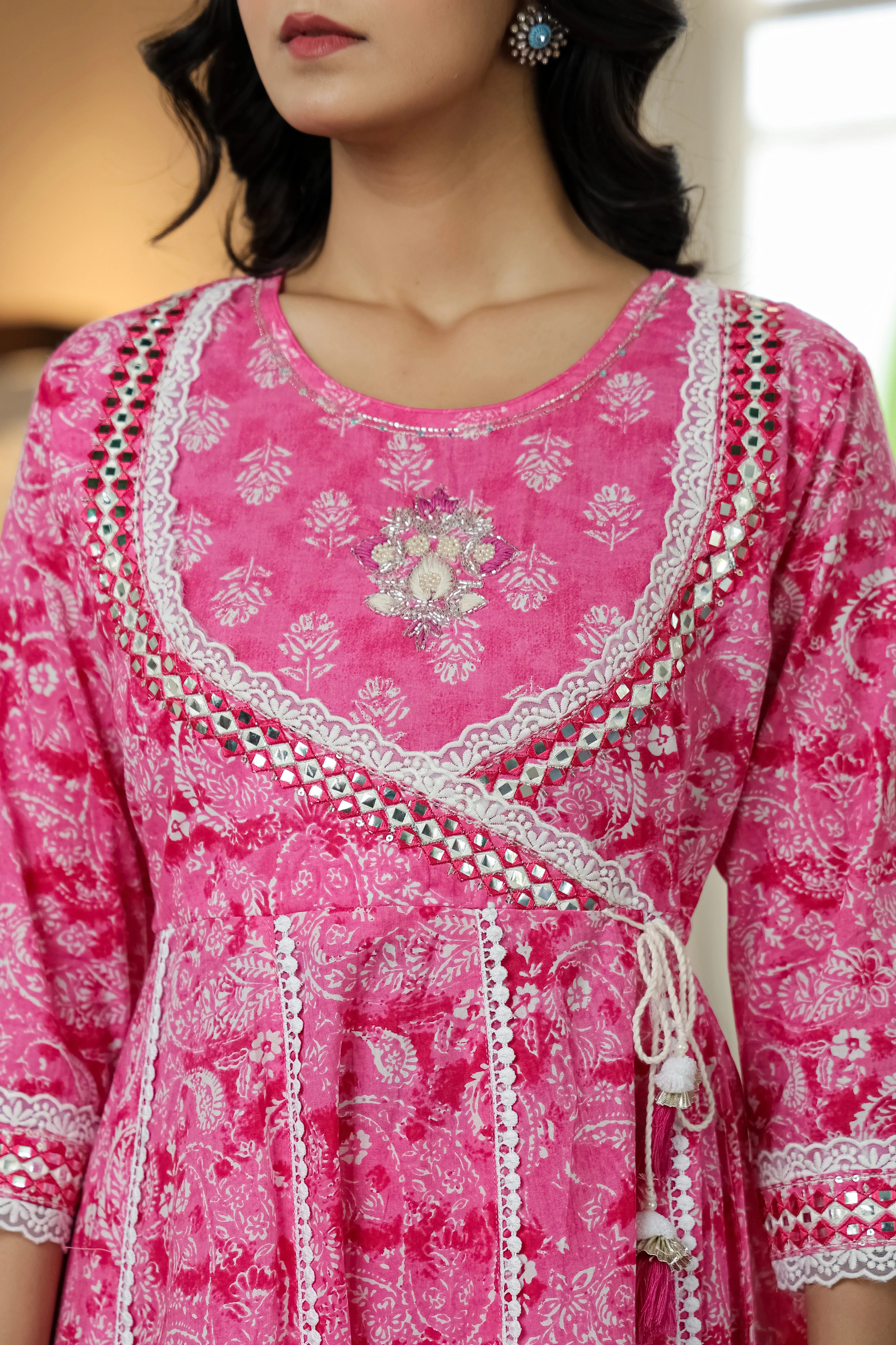Pink Printed Kurta Set with Dupatta