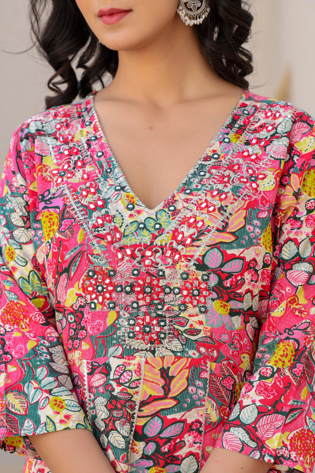 Multicolour Heavy Embroided Kurta Set with Dupatta