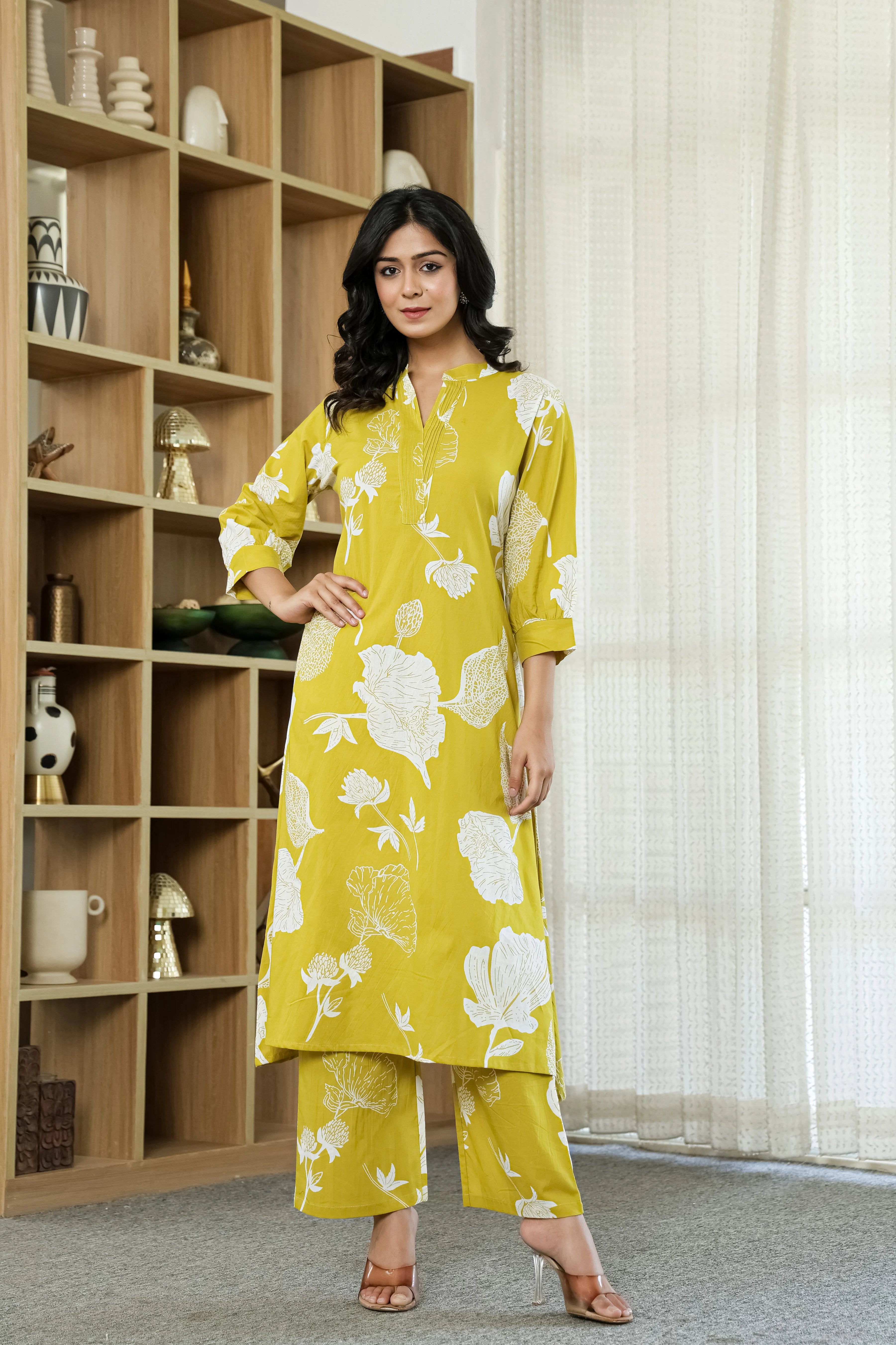 Yellow Floral Pure Cotton CO-Ord Set