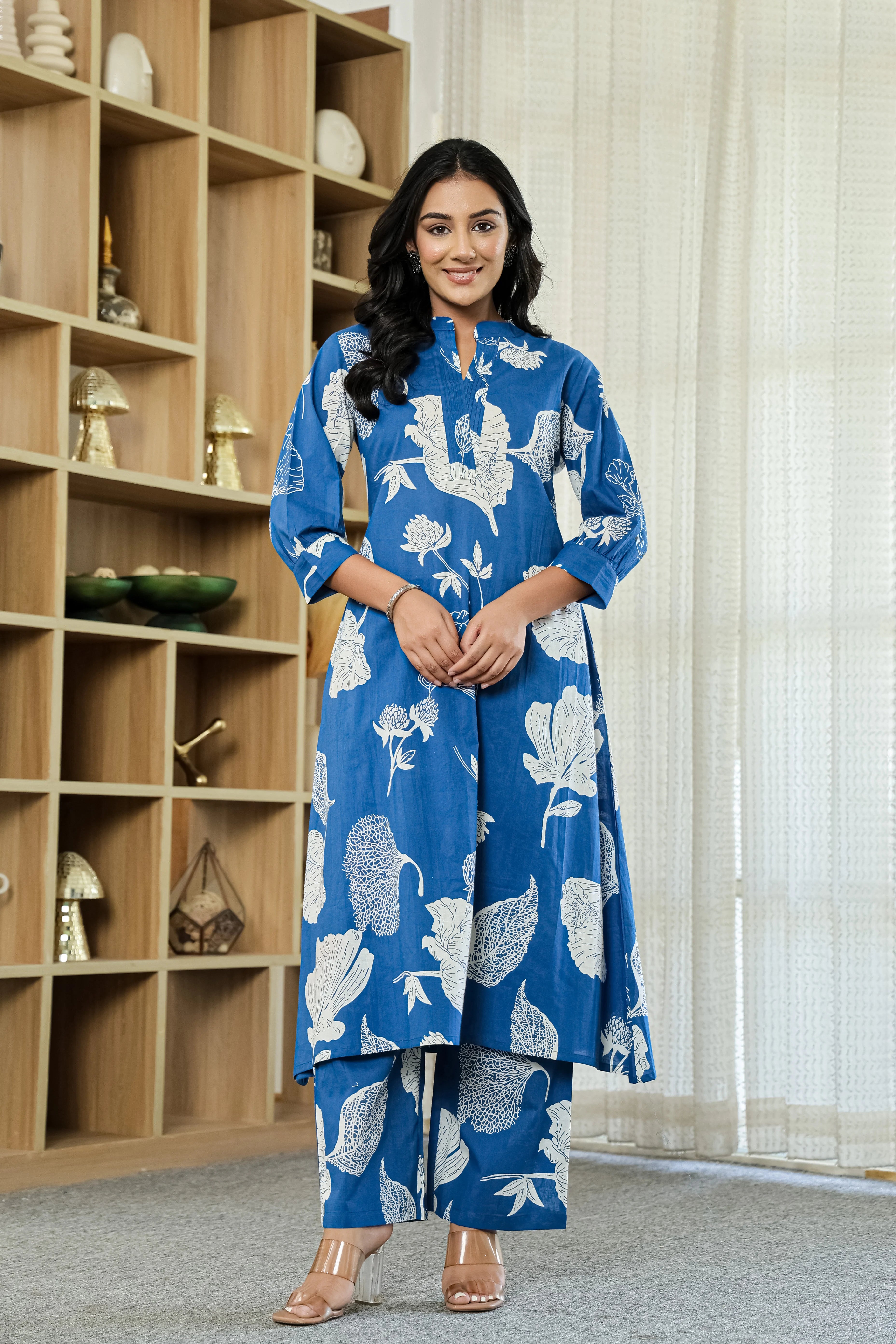 Blue Floral Pure Cotton CO-Ord Set