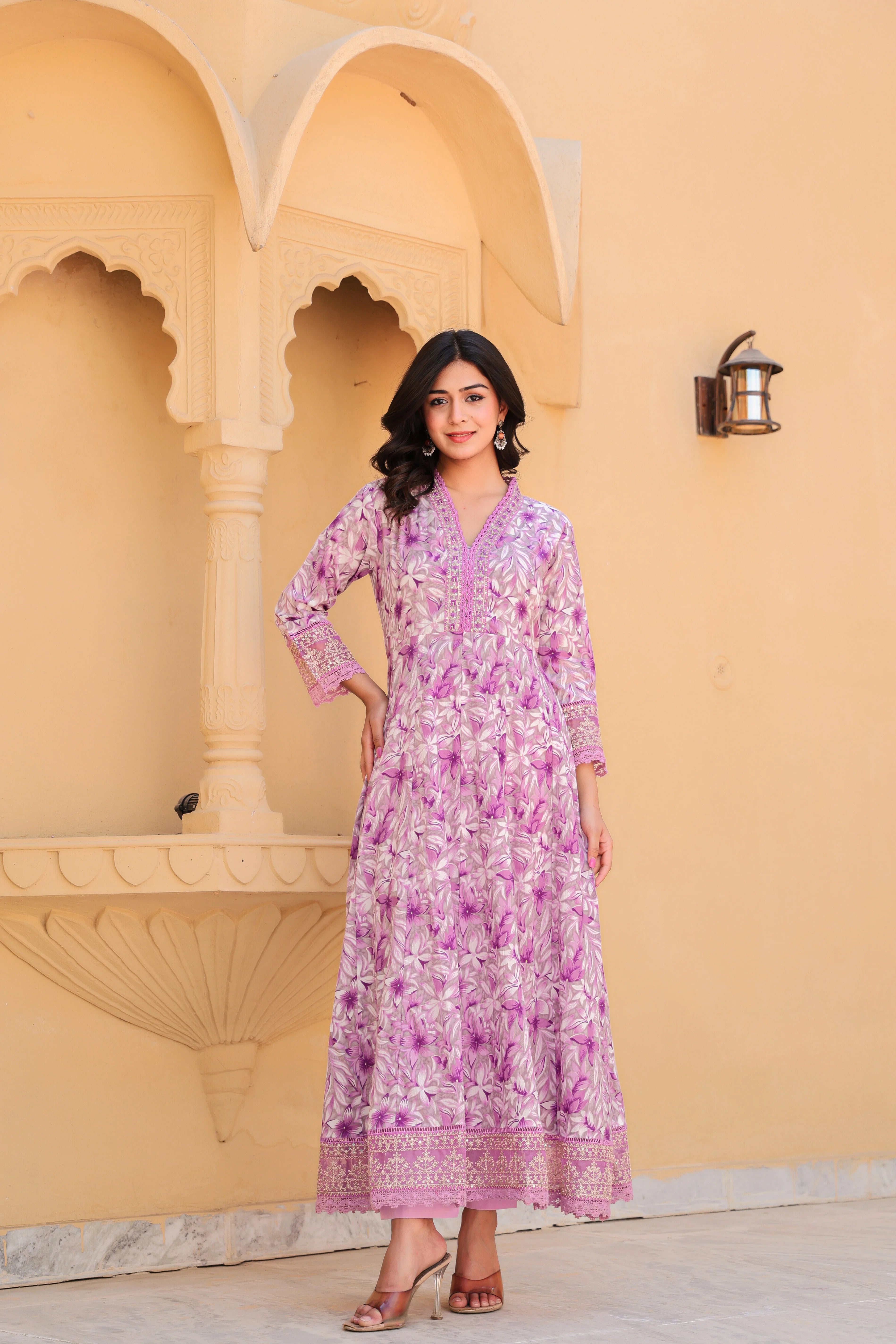 Purple Blossom Grace Anarkali Kurti Set