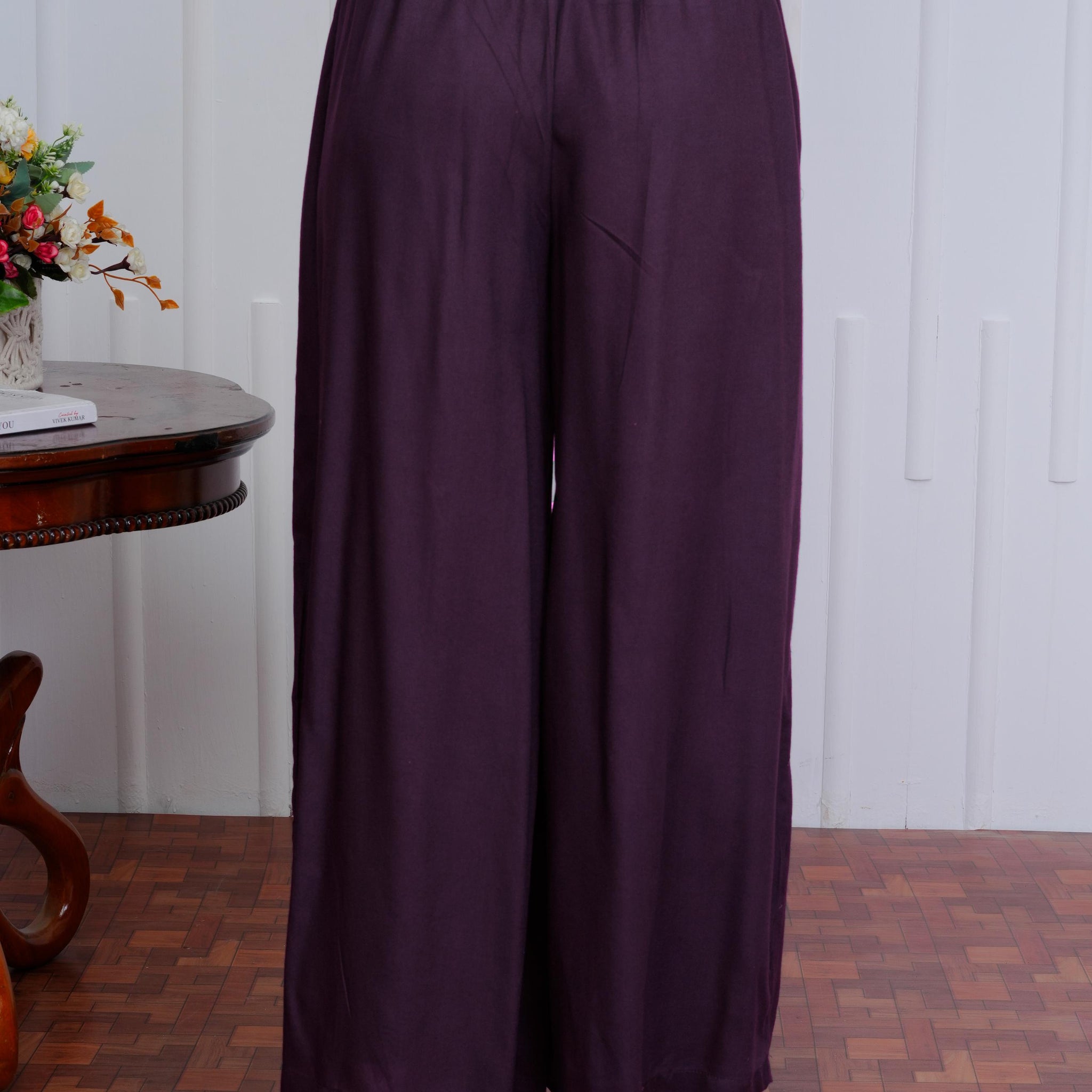 Women’s Purple Palazzo Pants – Wide Leg Trousers for Office & Casual Wear