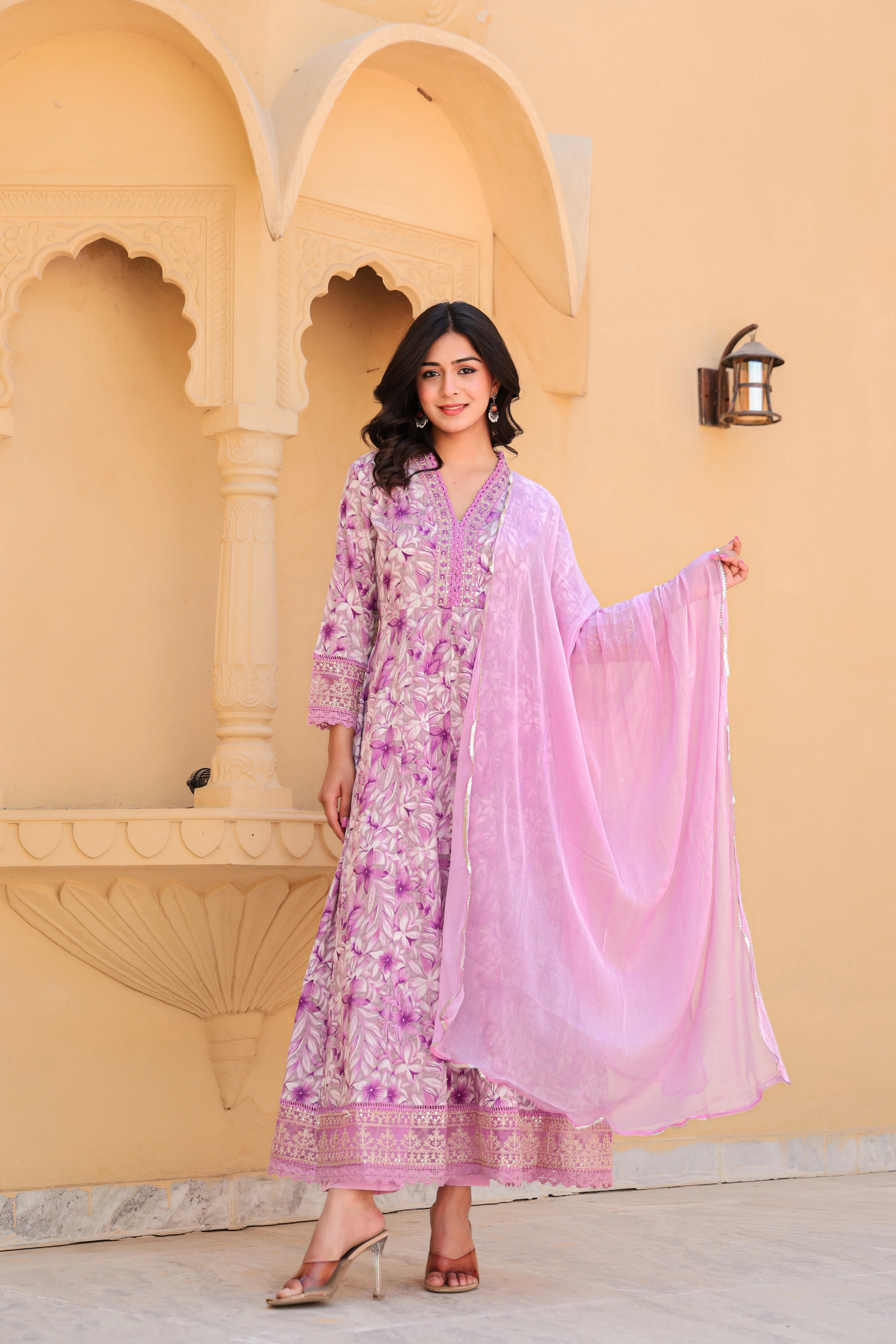 Purple Blossom Grace Anarkali Kurti Set