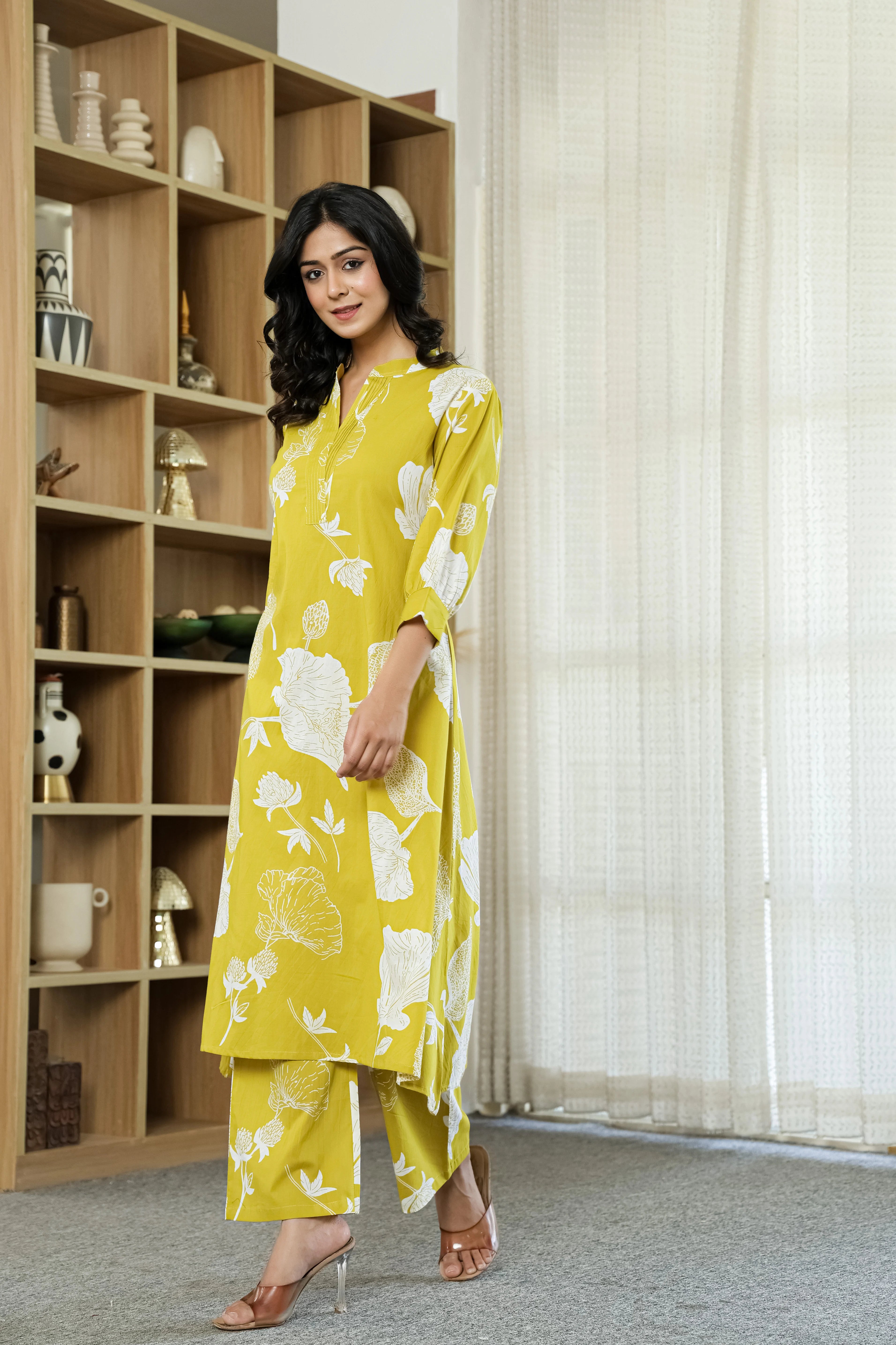 Yellow Floral Pure Cotton CO-Ord Set