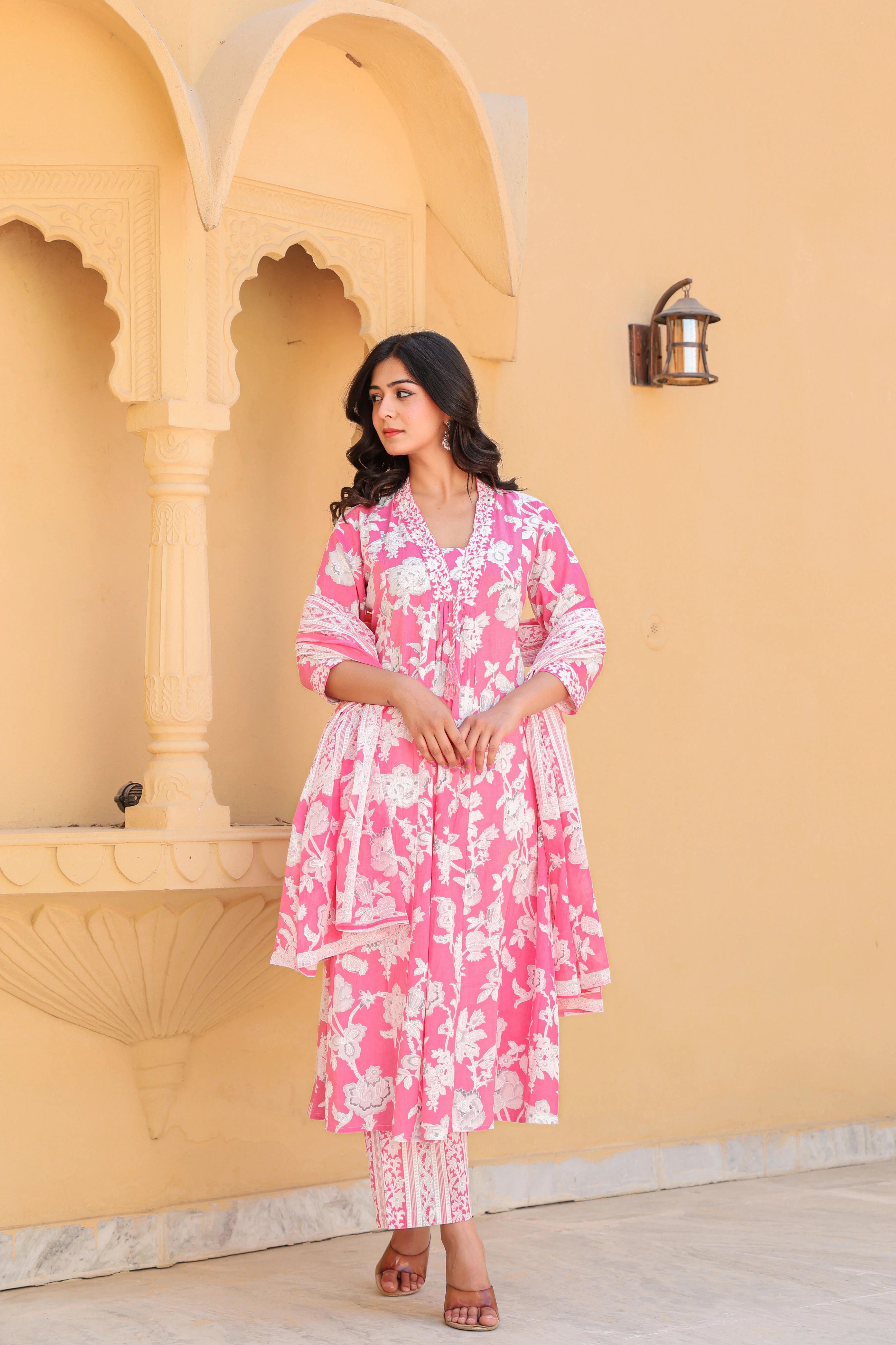 Pink Beautiful Embroidery Kurti Set