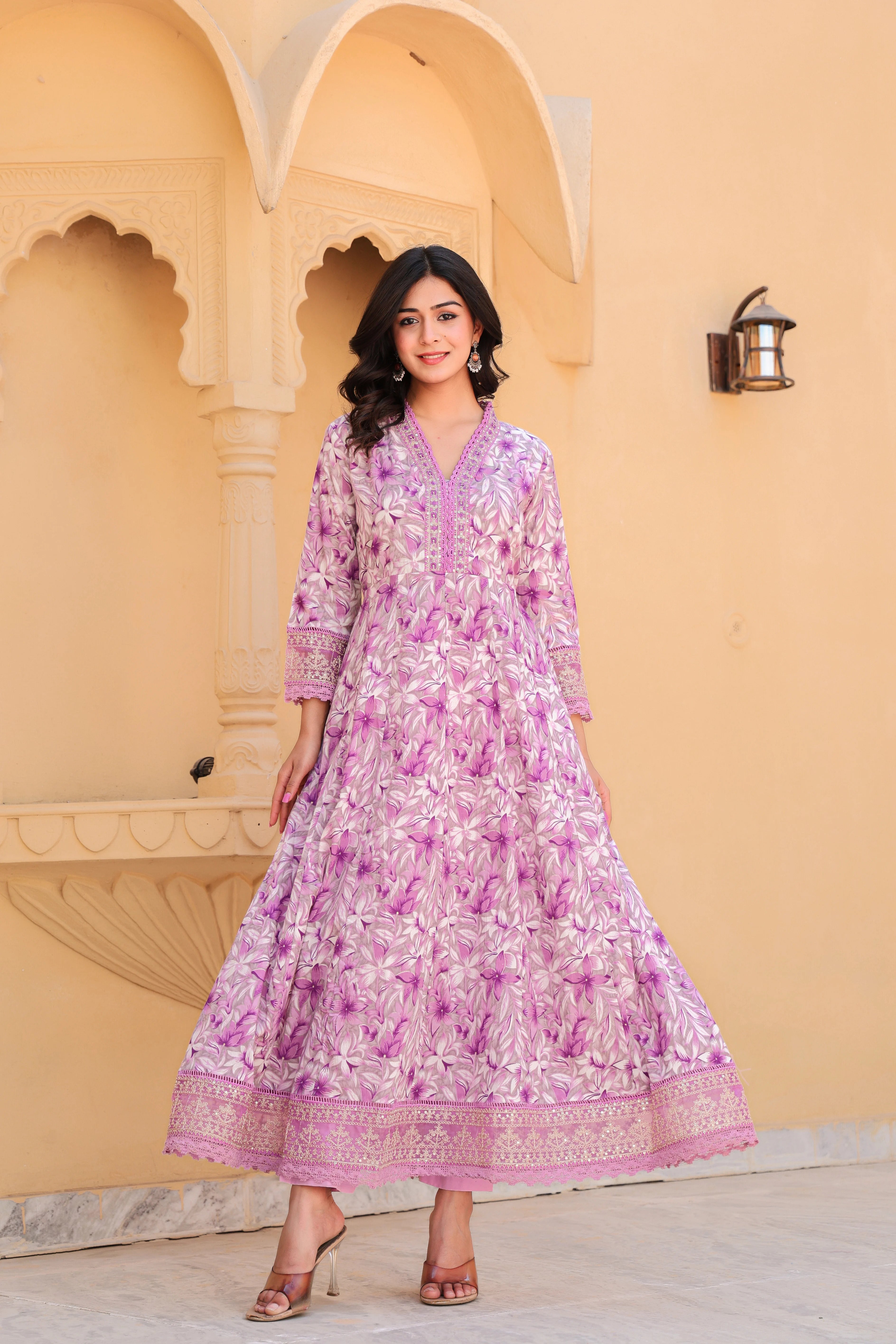 Purple Blossom Grace Anarkali Kurti Set