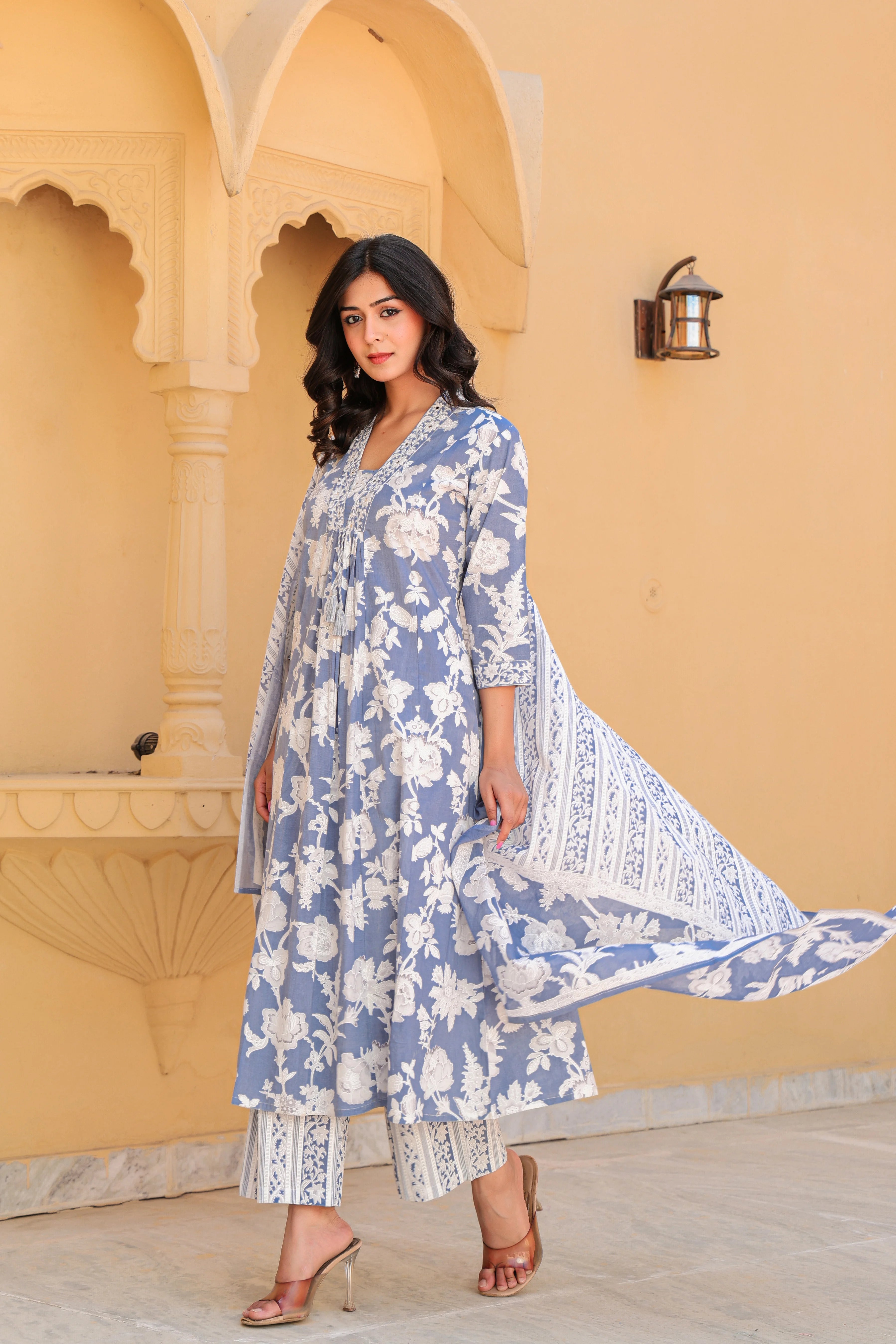 Blue Grace Anarkali Kurti Set